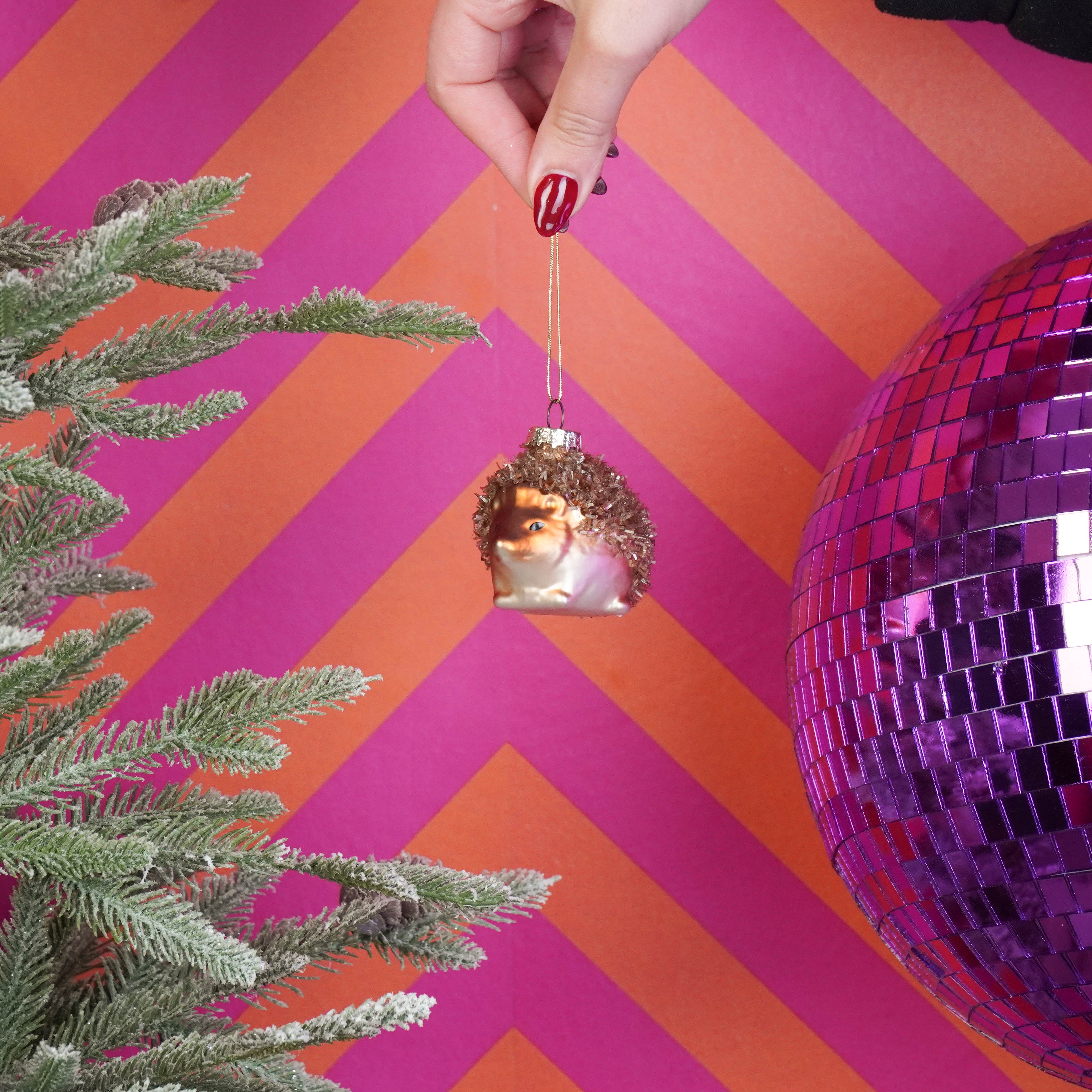 Kerstversiering - Kersthanger - Egel - Glas - Bruin - 7x5x6cm