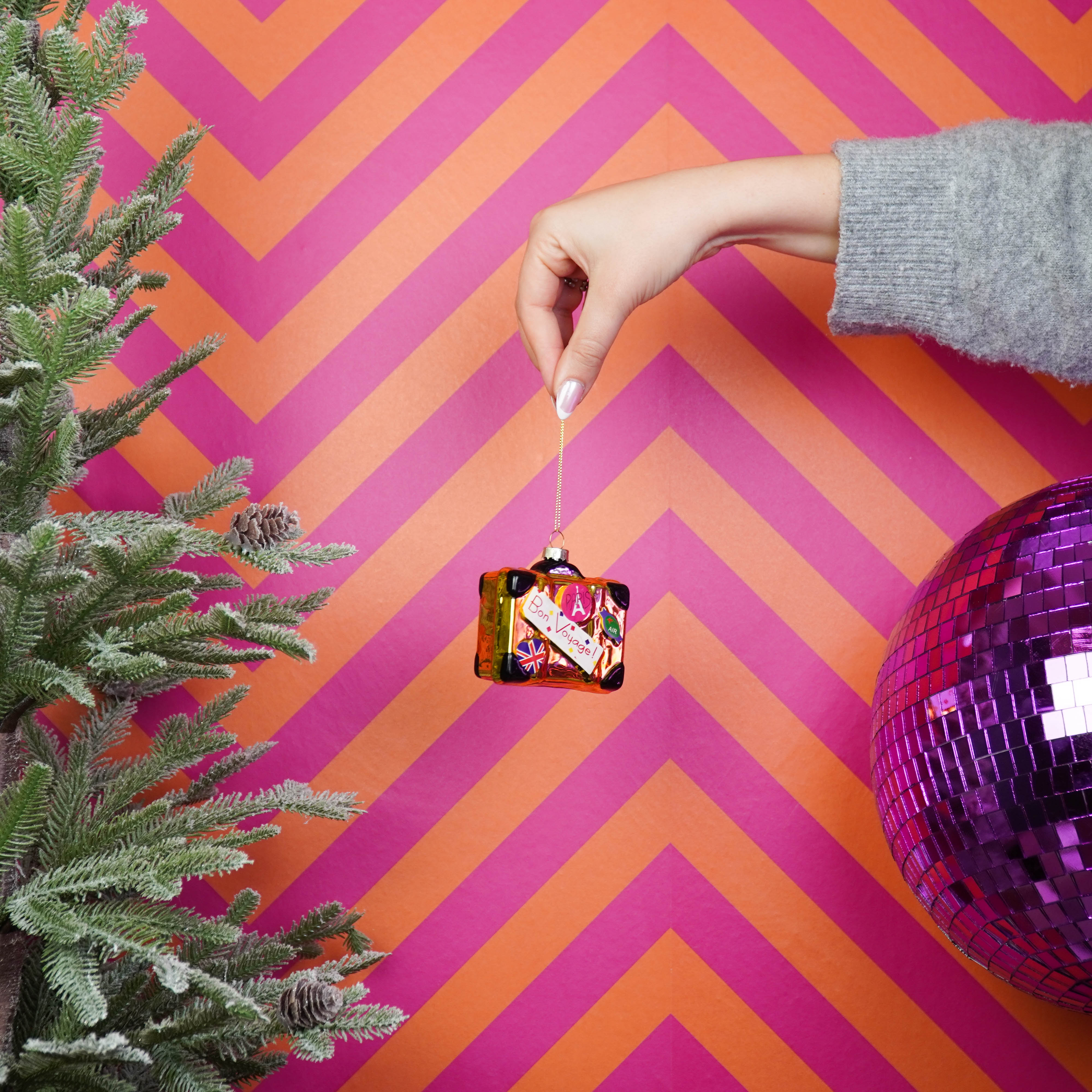 Kerstversiering - Kersthanger - Koffer - Glas - Goud - 8,5x3,5x8cm