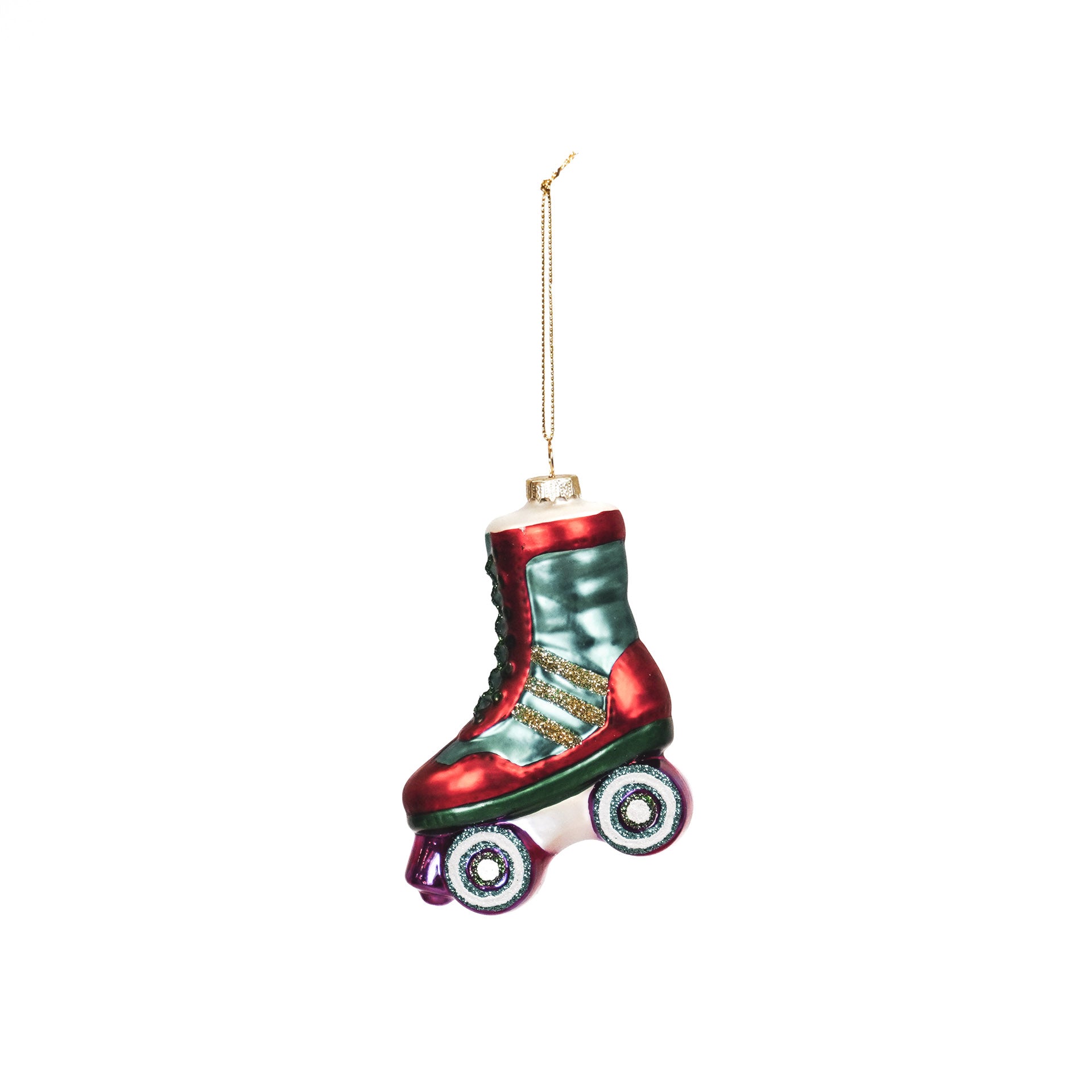 Kerstversiering - Kersthanger - Rolschaatsen - Glas - Meerkleurig - 8,5x3,5x11cm