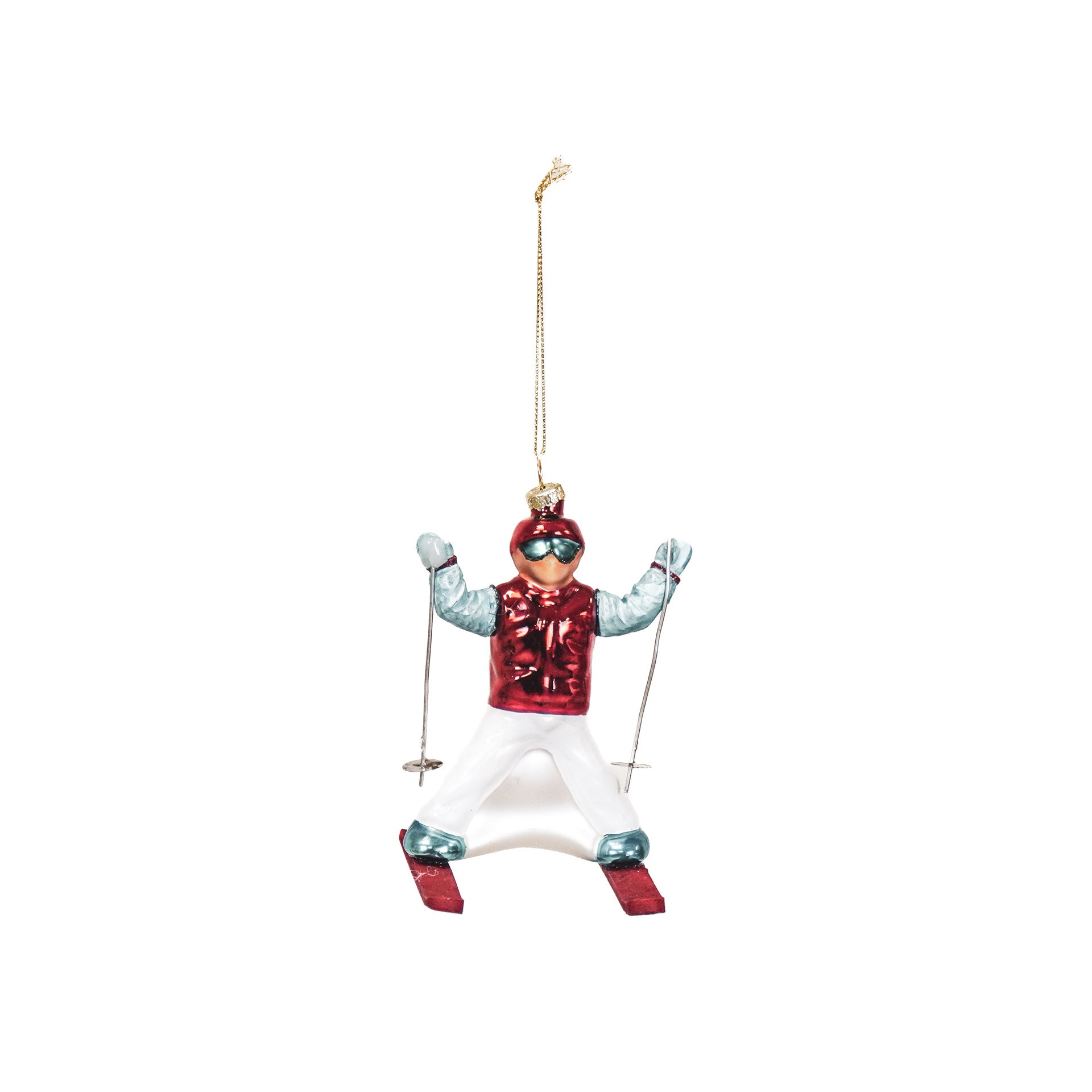 Kerstversiering - Kersthanger - Skier - Glas - Rood/Blauw - 8x8x12cm