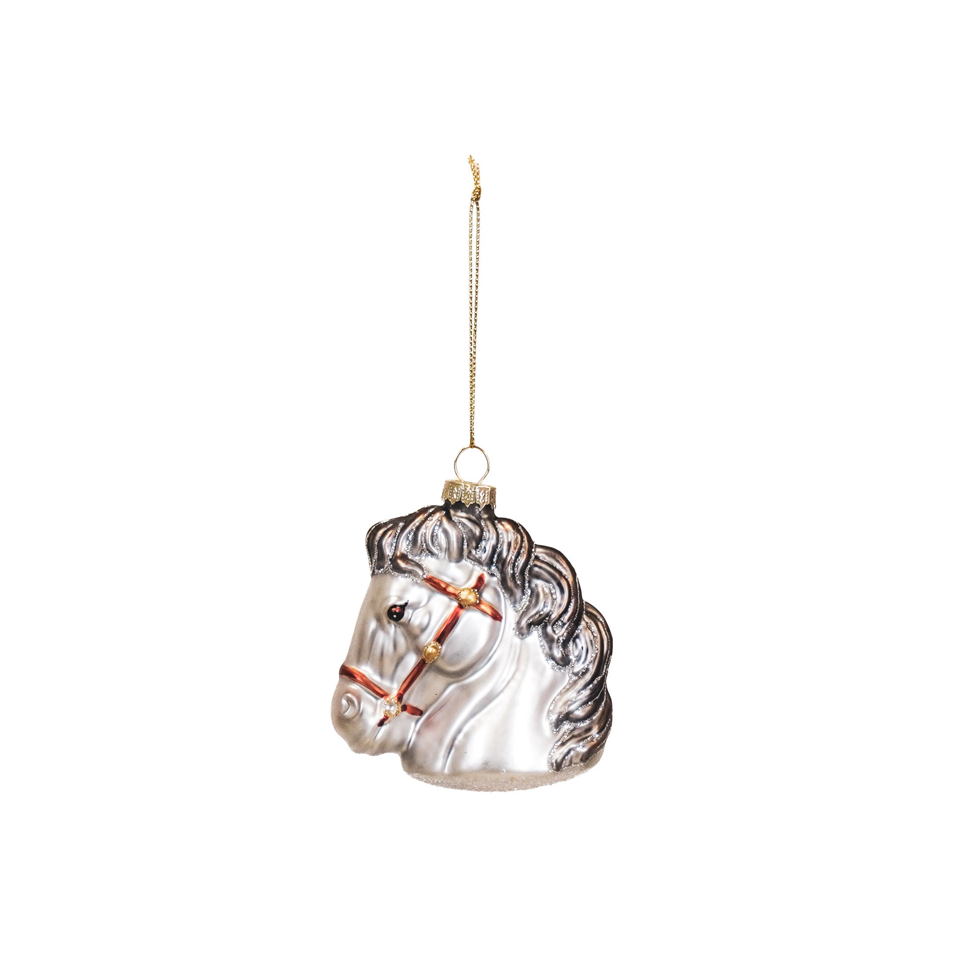 Kersthanger - Paard - Glas - Wit - 8,5x8,5x9cm