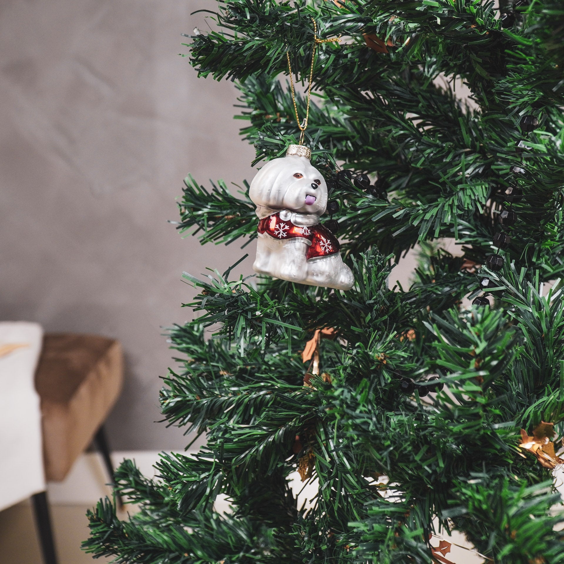 Kerstversiering - Kersthanger - Hond - Glas - Wit - 7x4,5x7,5cm