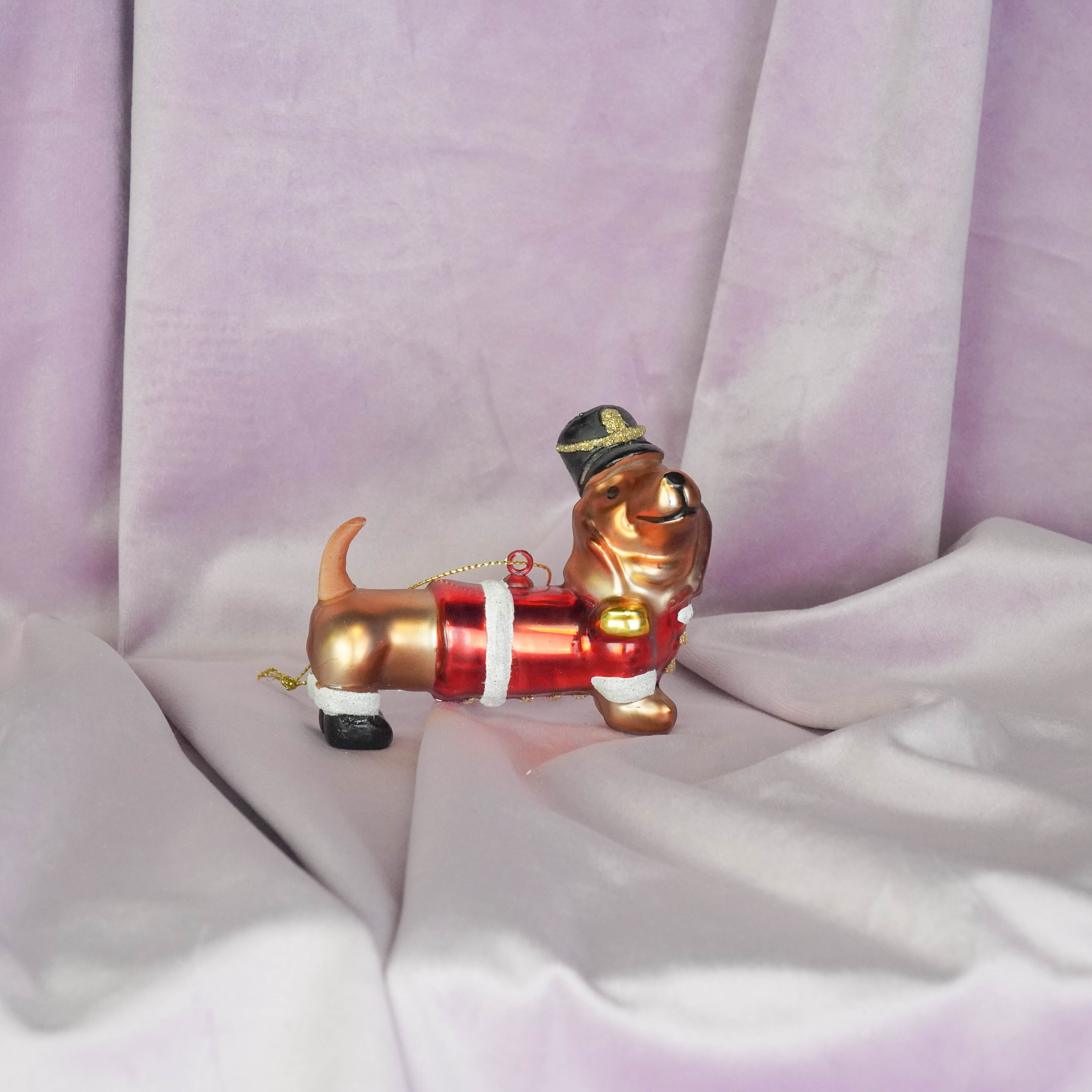 Kerstversiering - Kersthanger - Teckel - Glas - 10x4x8cm