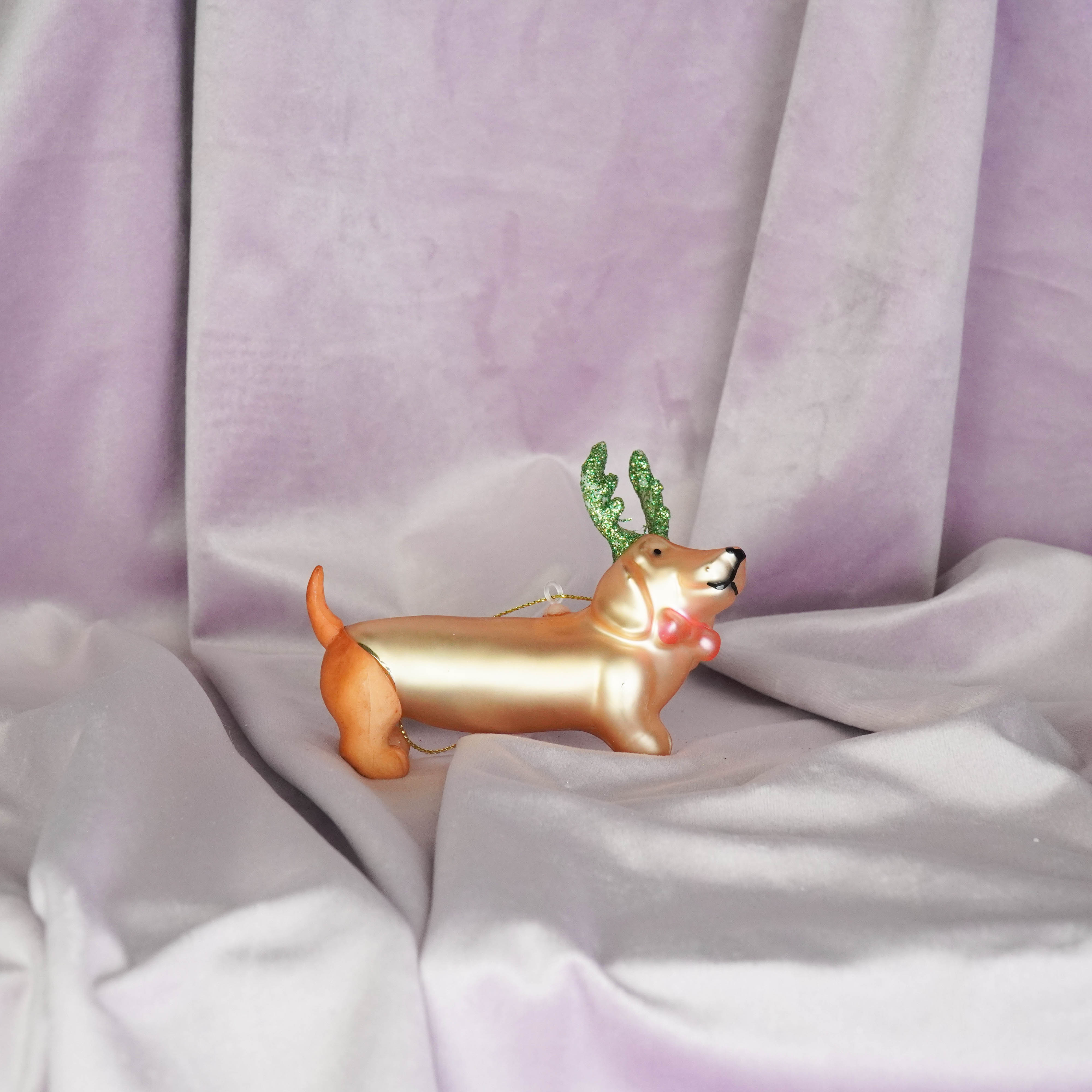 Kerstversiering - Kersthanger - Teckel - Glas - 10x4,5x8,5cm