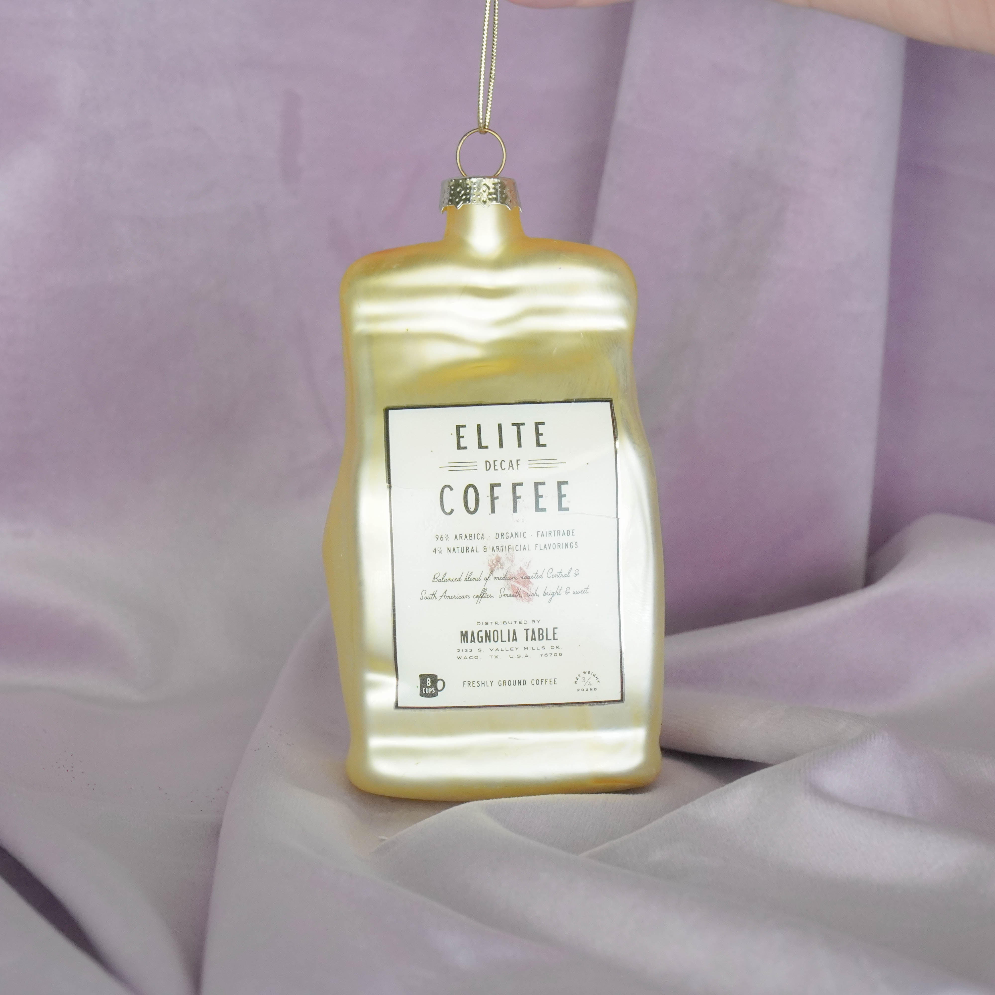 Kerstversiering - Kersthanger - Koffiebonen - Glas - Goud - 6x5x11,5cm