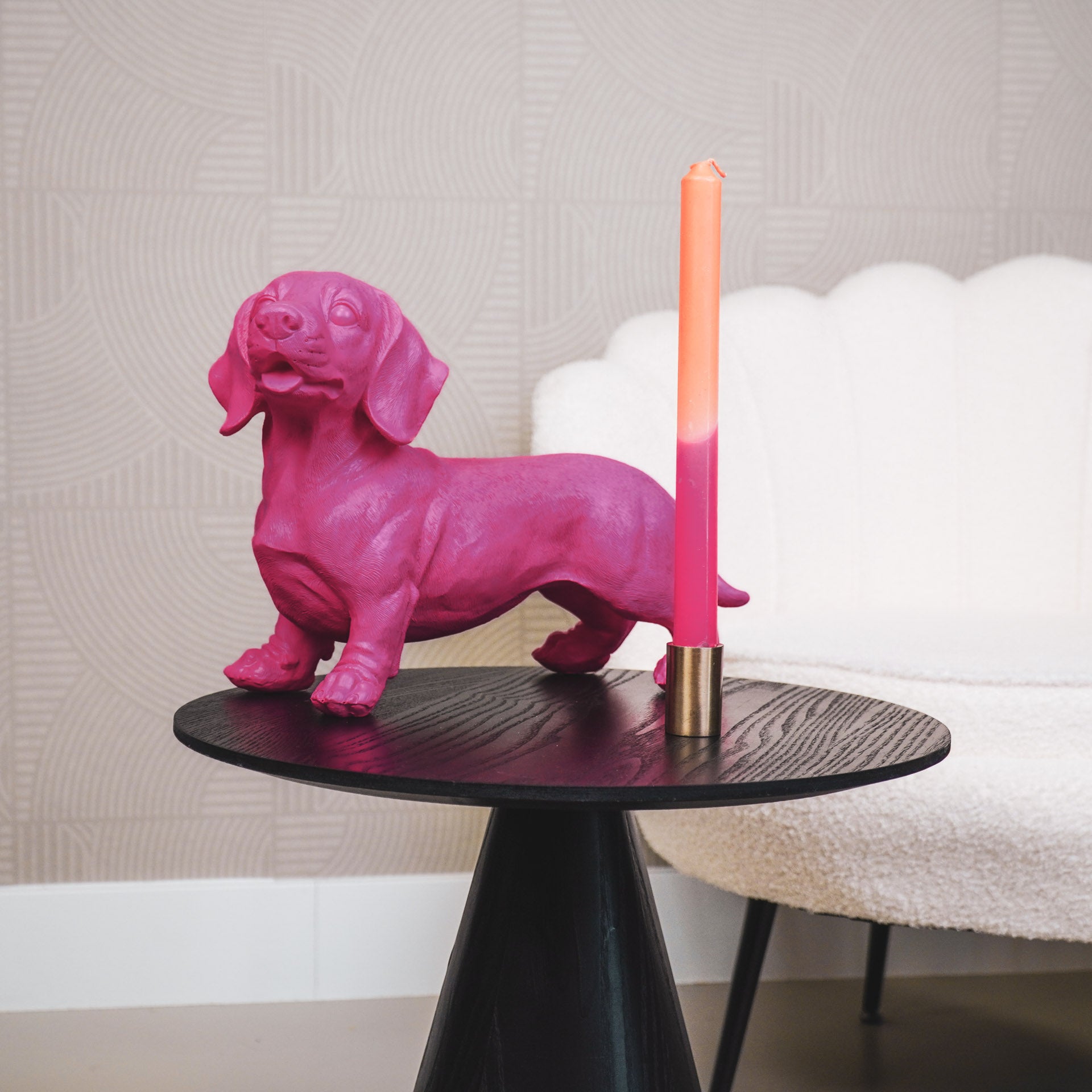 Ornament - Teckel - Polyresin - Pink - 20x8x15cm