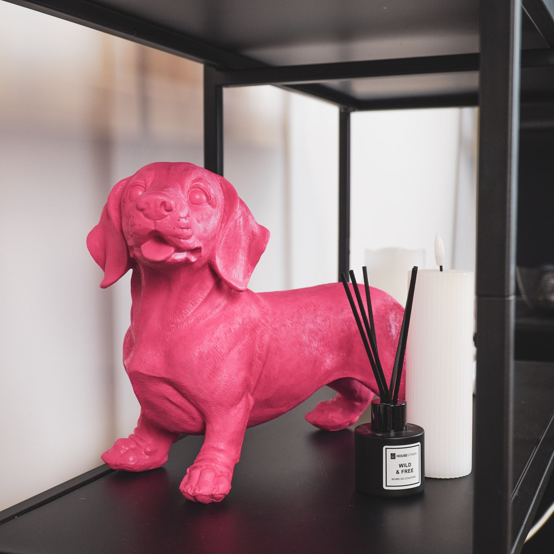 Ornament - Teckel - Polyresin - Pink - 20x8x15cm