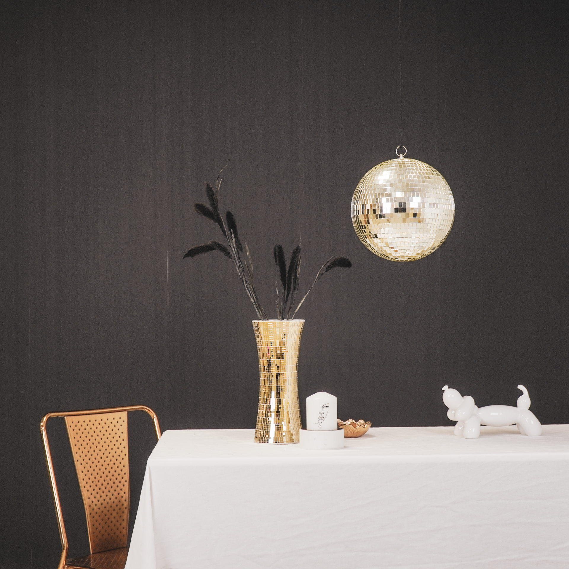 Vaas - Disco - Plastic/Glas - Goud - 12,5x12,5x30cm