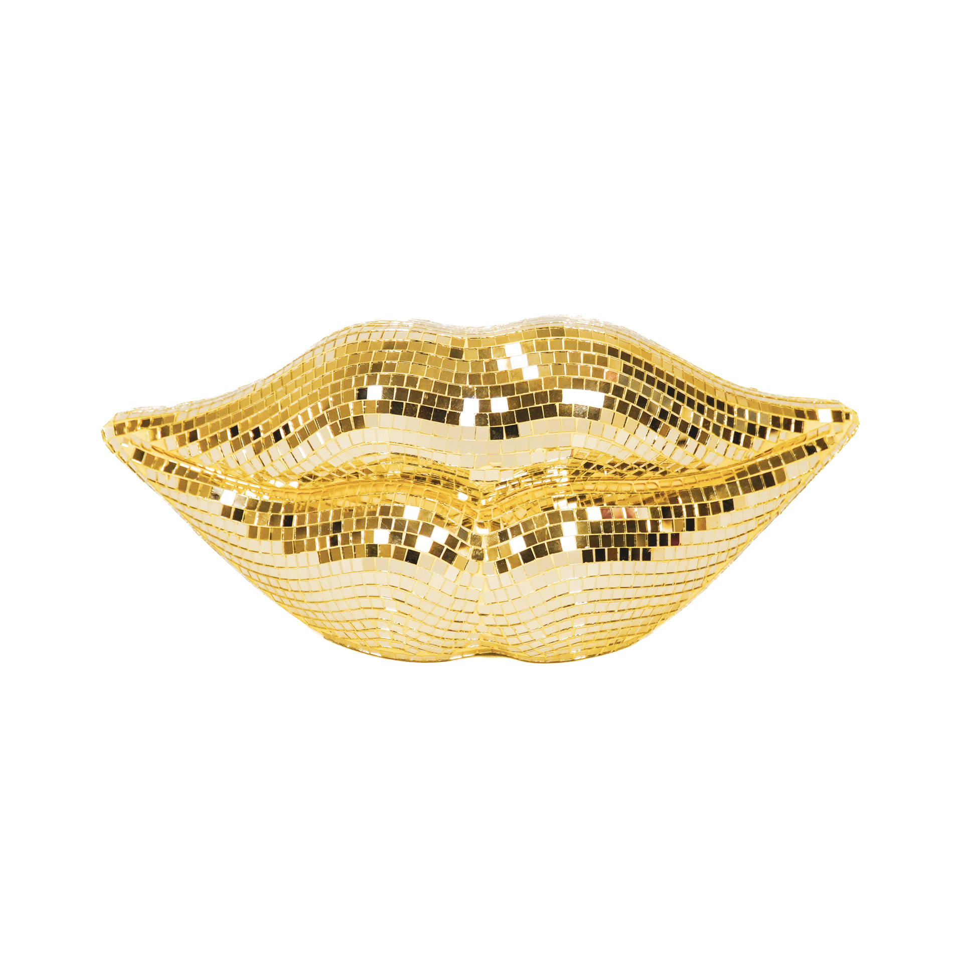 Ornament - Disco - Lip - Keramiek/Glas - Goud - 29x10x13,5cm