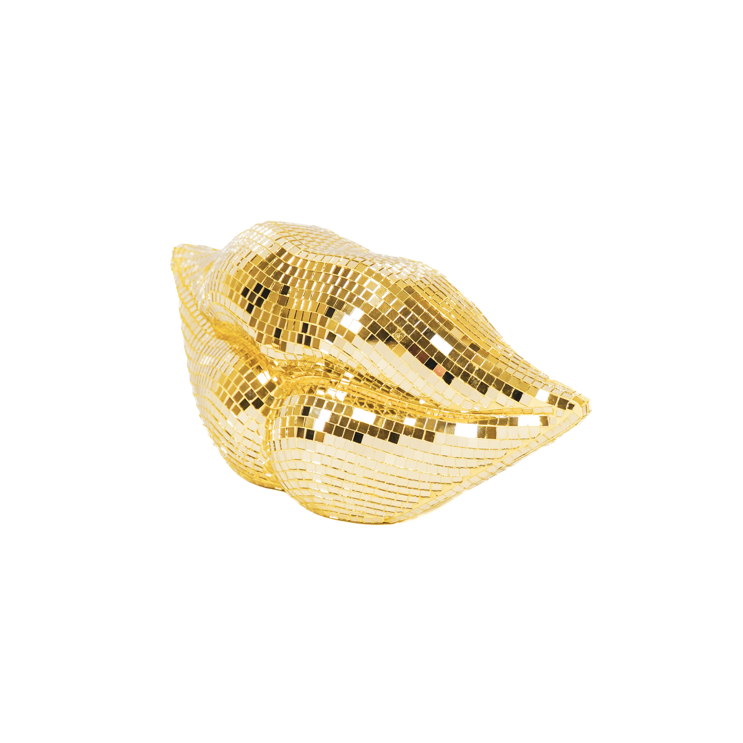 Ornament - Disco - Lip - Keramiek/Glas - Goud - 29x10x13,5cm