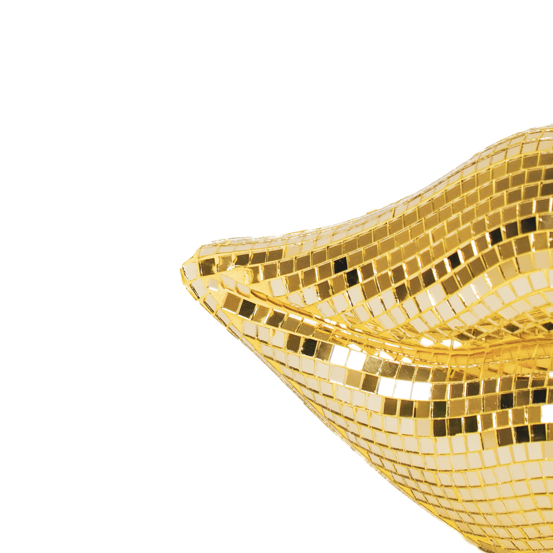 Ornament - Disco - Lip - Keramiek/Glas - Goud - 29x10x13,5cm