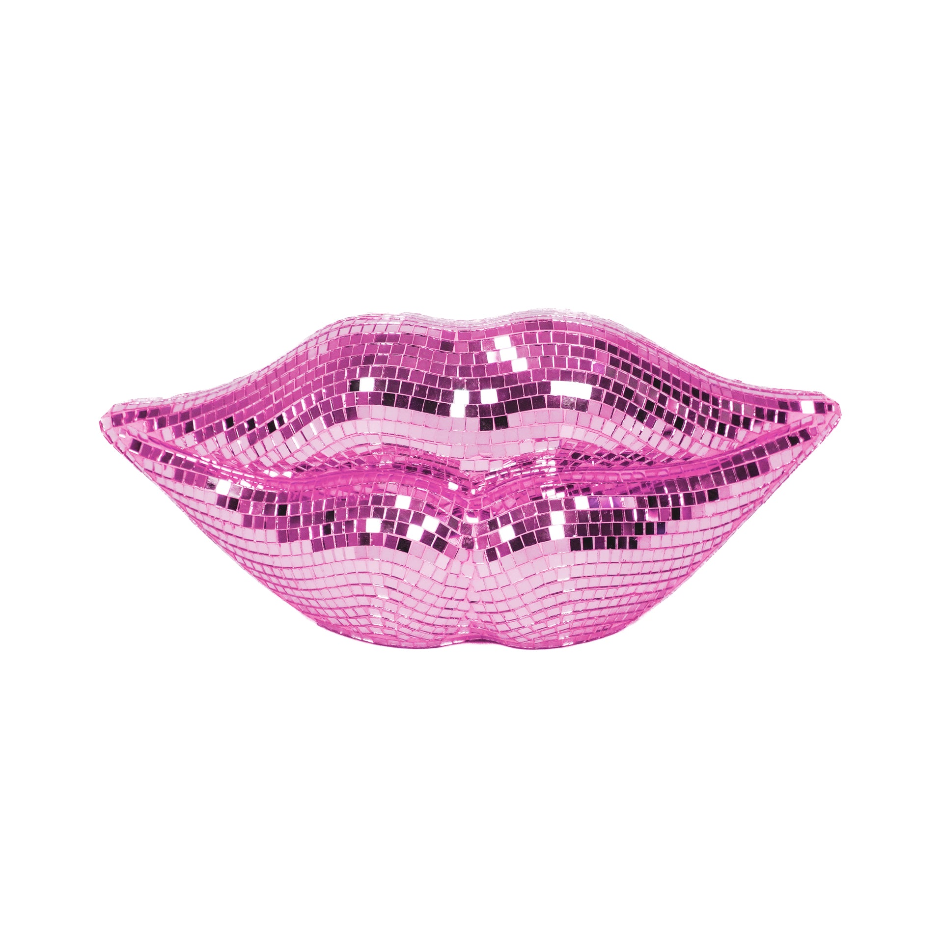 Ornament - Disco - Lip - Keramiek/Glas - Roze - 29x10x13,5cm