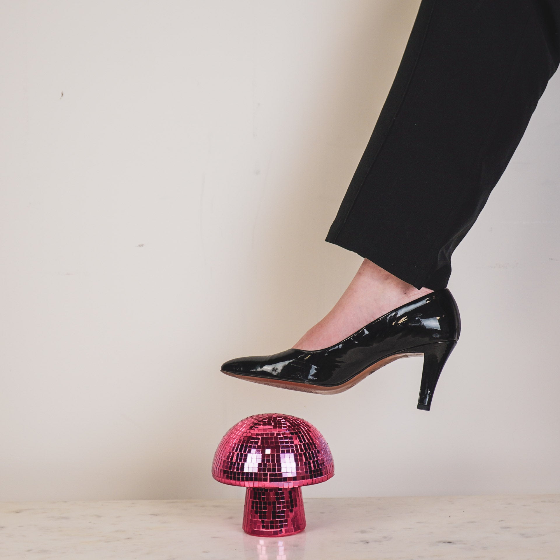 Beeld - Disco - Mushroom - Glas/Keramiek - Roze - 14x14x14cm