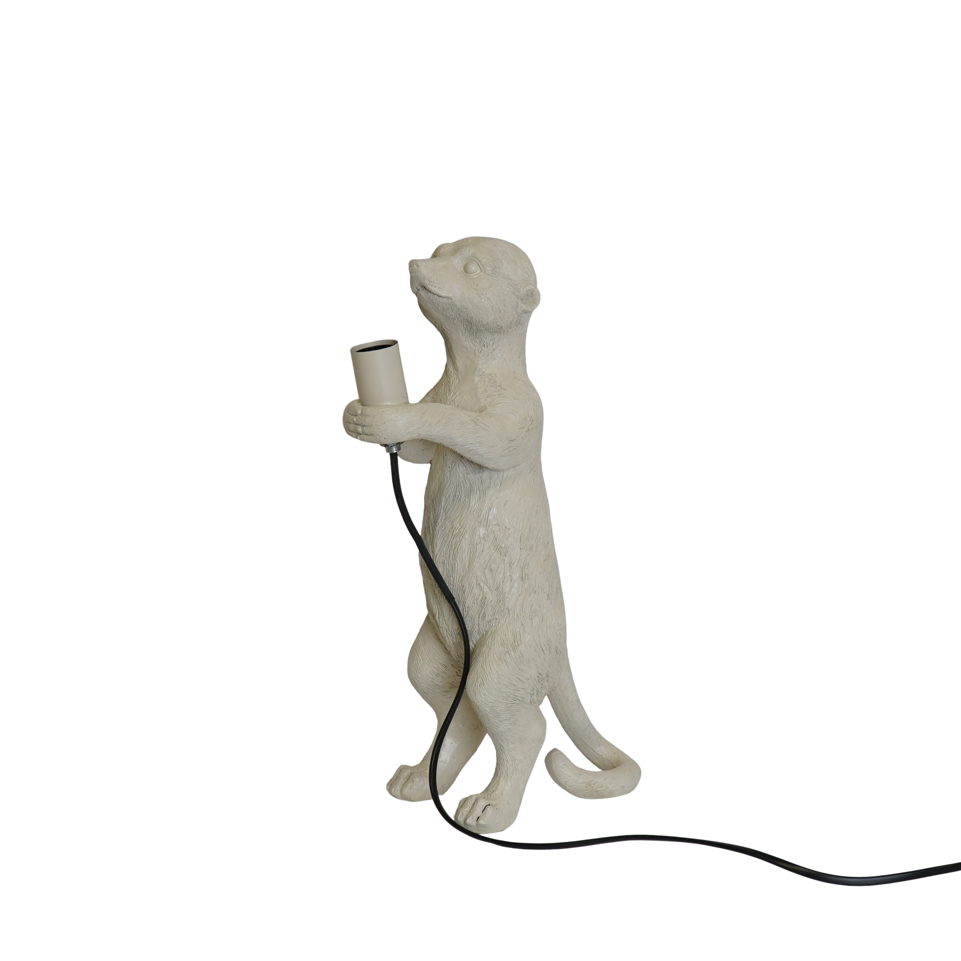 Lamp - Stokstaartje - Polyresin - Beige - 15x10x38cm