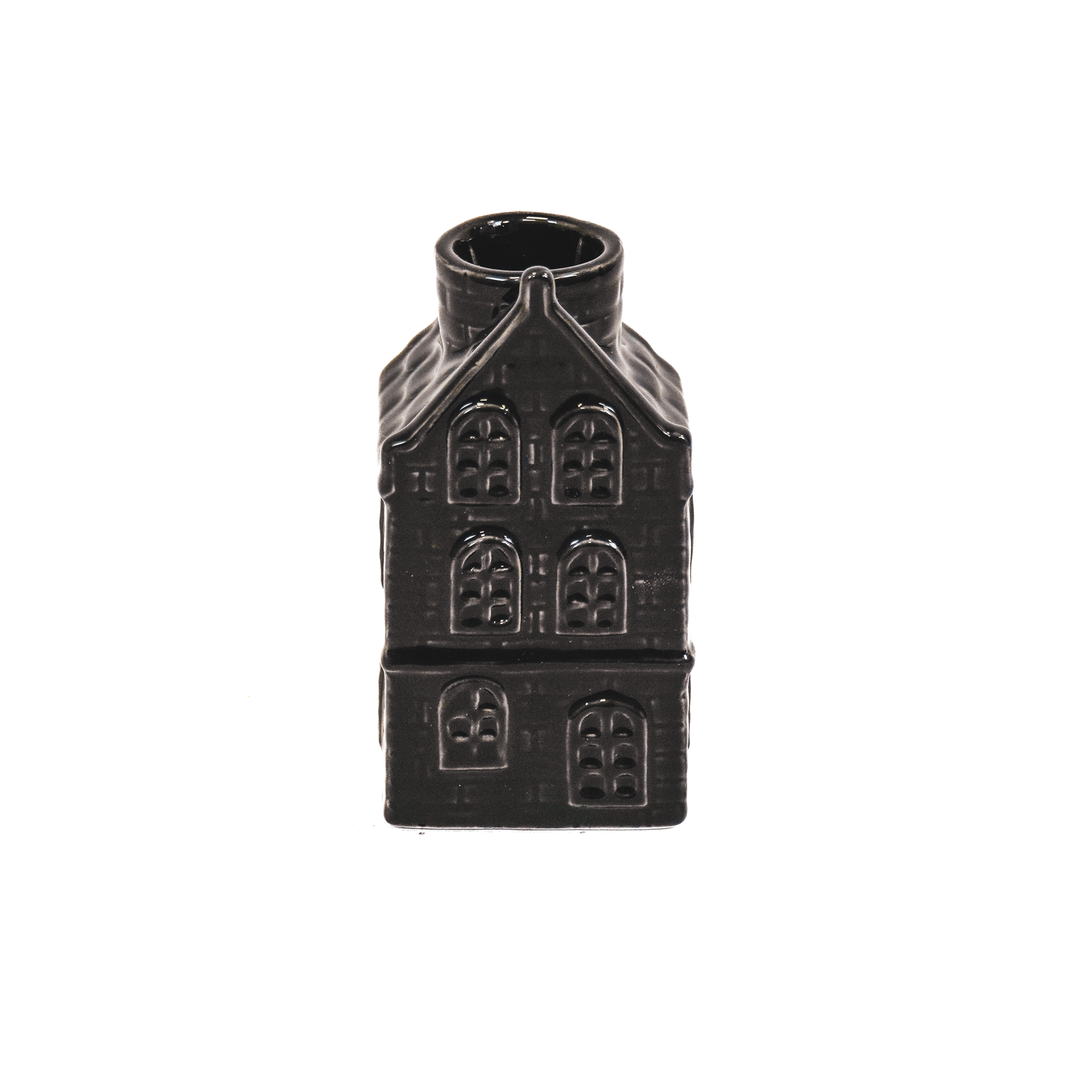 Kandelaar - Huis - Keramiek - Zwart - 6x5,5x11cm