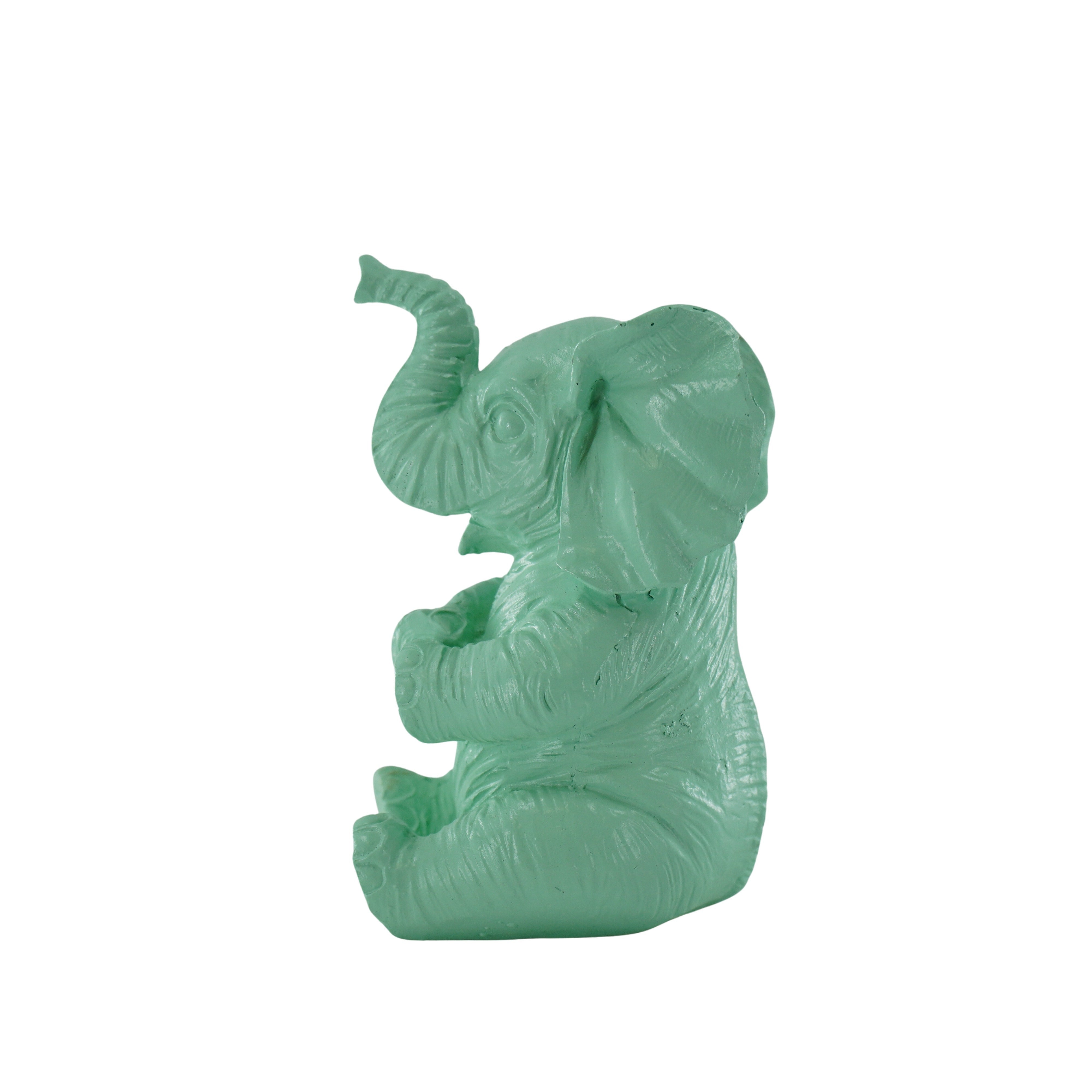 Ornament - Olifant - Polyresin - Mintgroen - 7x7x11cm
