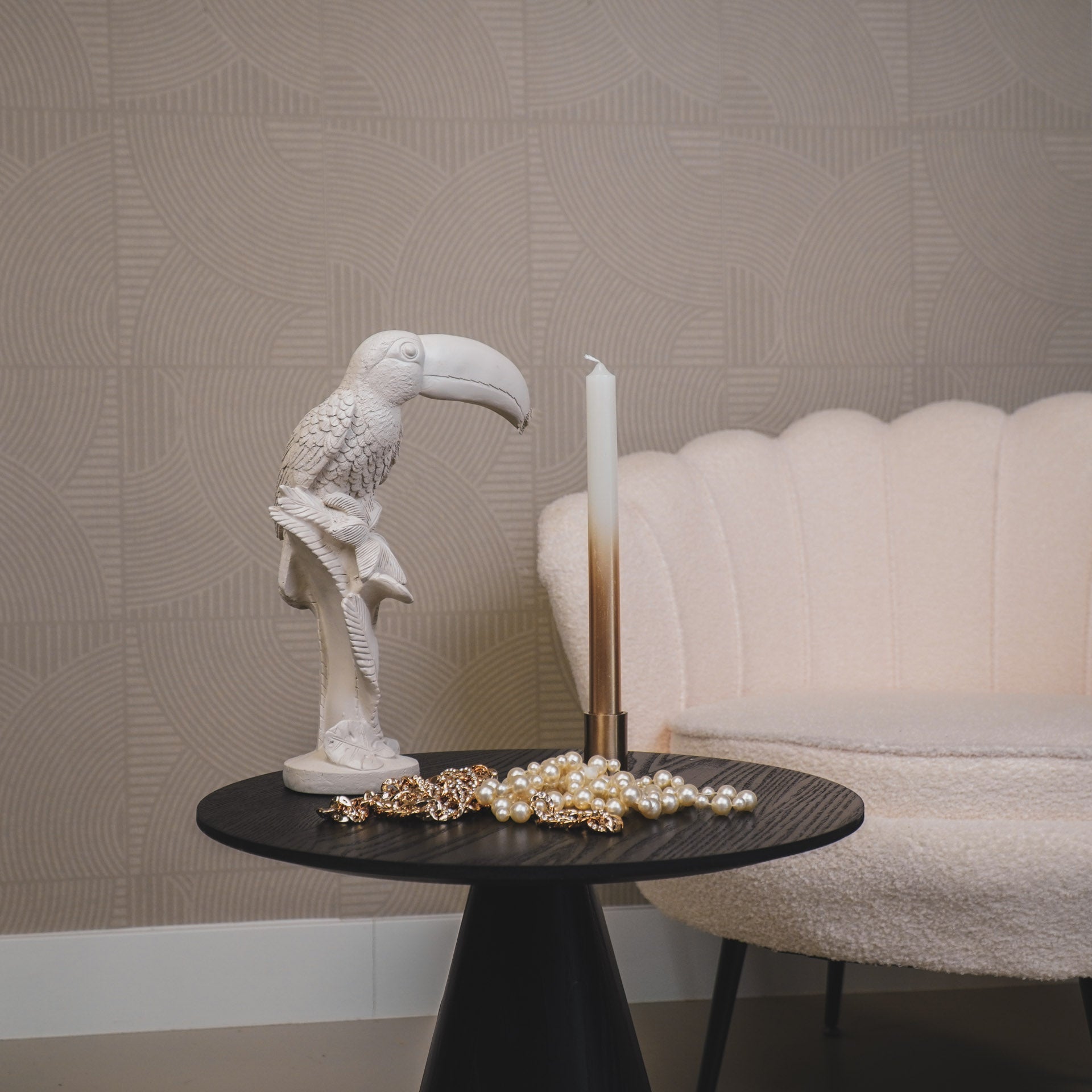 Ornament - Toekan - Polyresin - Zand - 18x9,5x29,5cm