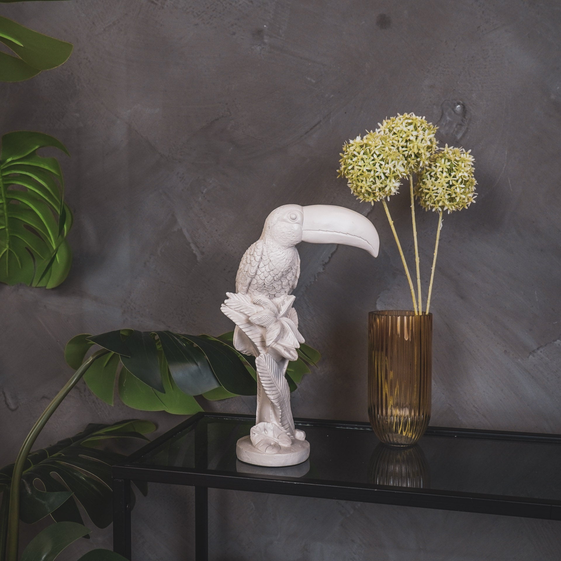 Ornament - Toekan - Polyresin - Zand - 18x9,5x29,5cm