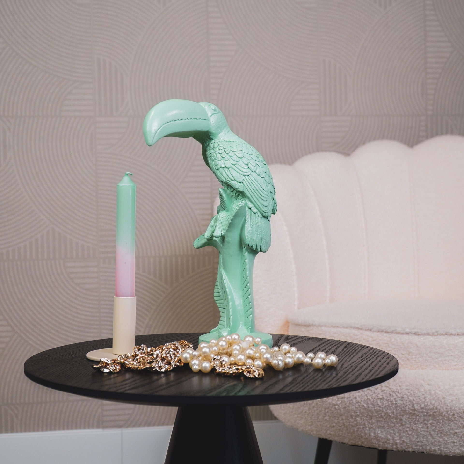 Ornament - Toekan - Polyresin - Mintgroen - 18x9,5x29,5cm