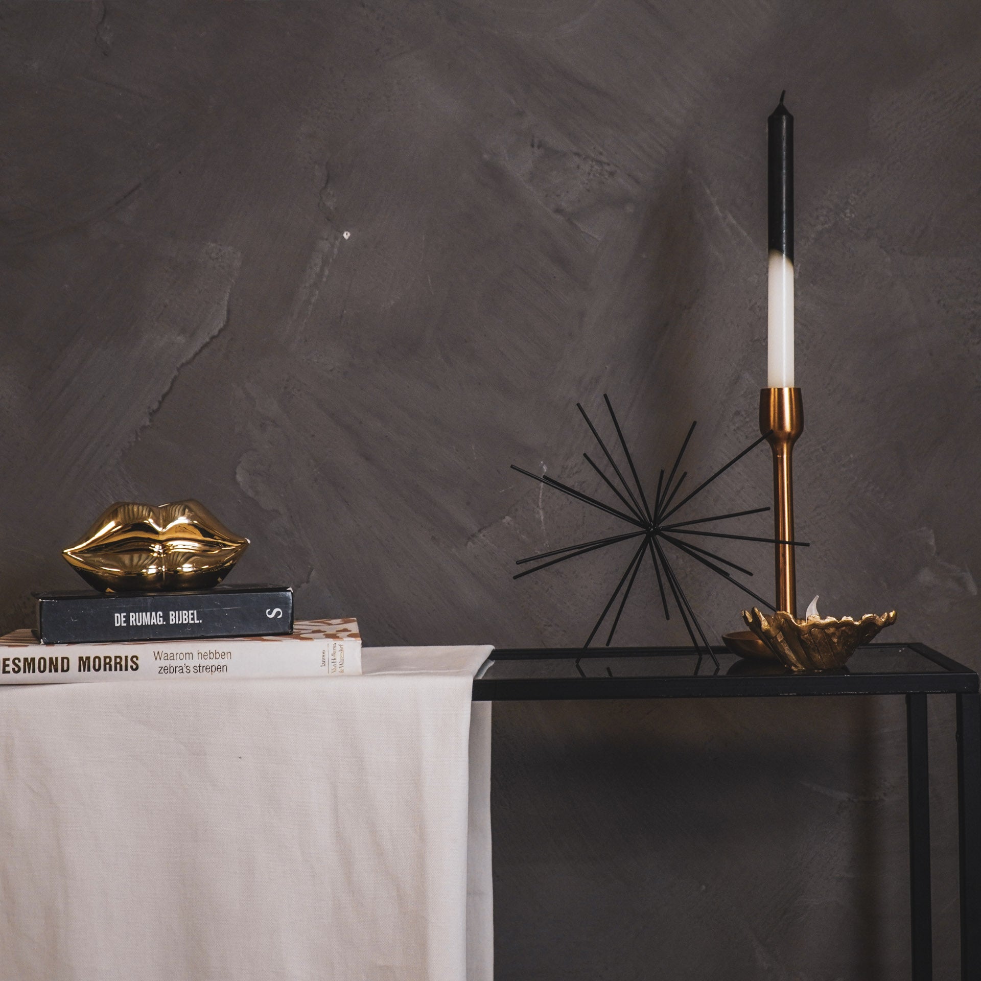 Ornament - Vuurwerk - Metaal - Zwart - 25x25x25cm