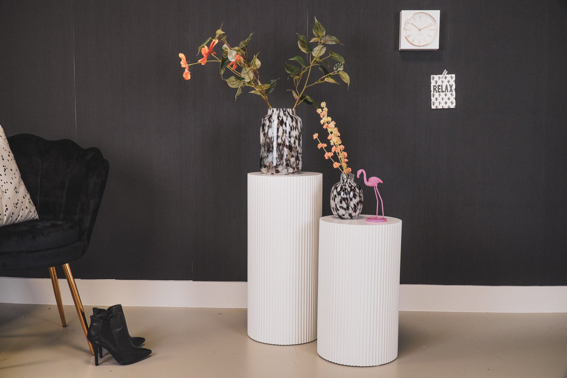 Bijzettafel /Pilaar- Cilinder - MDF - Wit - 30x30x54cm