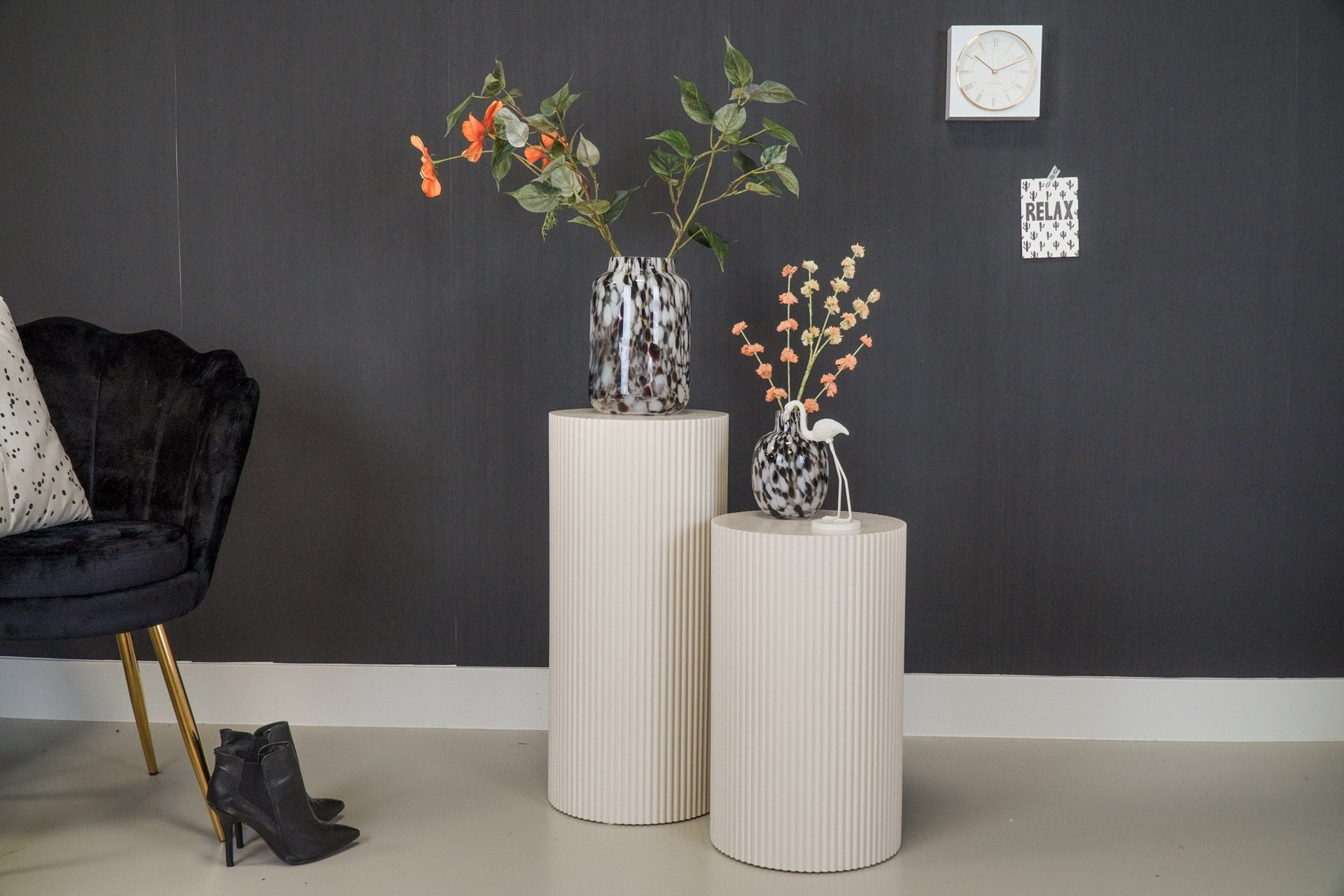 Bijzettafel /Pilaar- Cilinder- MDF - Zand - 30x30x54cm