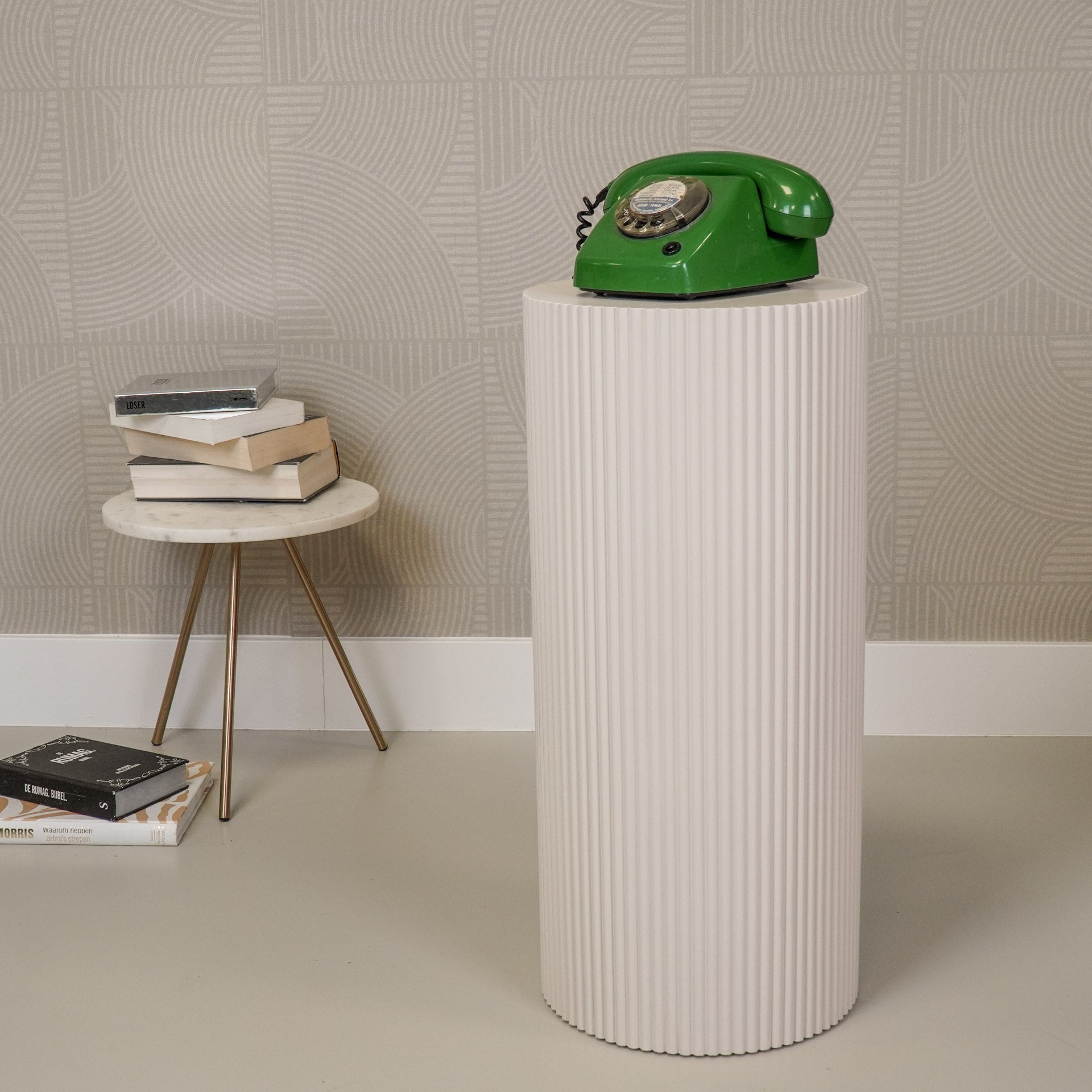 Bijzettafel /Pilaar- Cilinder- MDF - Zand - 30x30x65cm