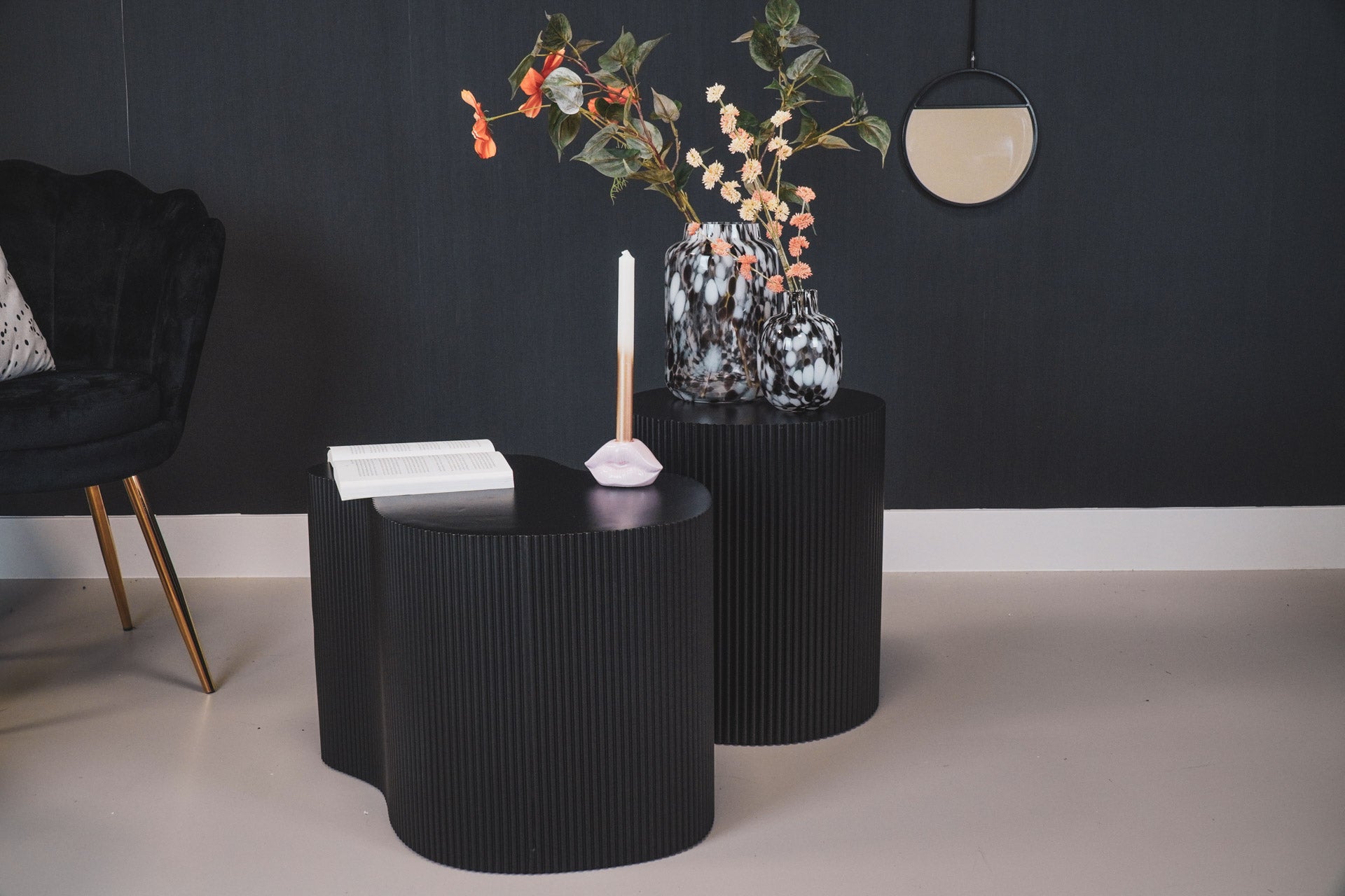 Bijzettafel - Bijtende Lip - MDF - Zwart - 60x40x40cm