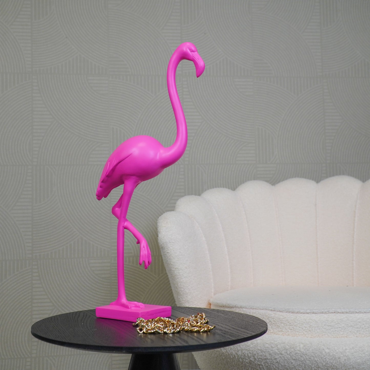 Ornament - Flamingo - Polyresin - Roze - 12x10x49,5cm