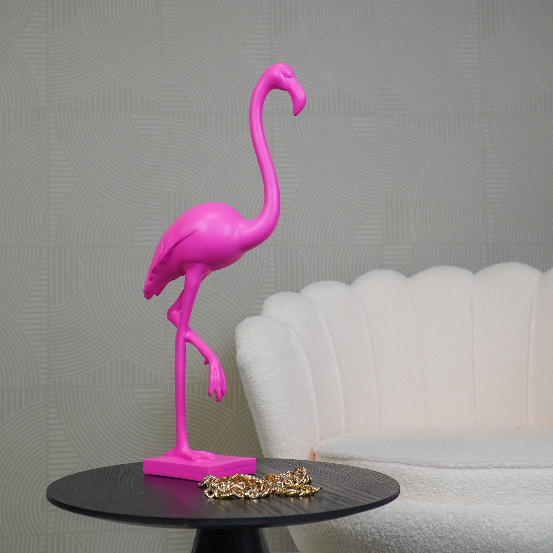 Ornament - Flamingo - Polyresin - Roze - 12x10x49,5cm