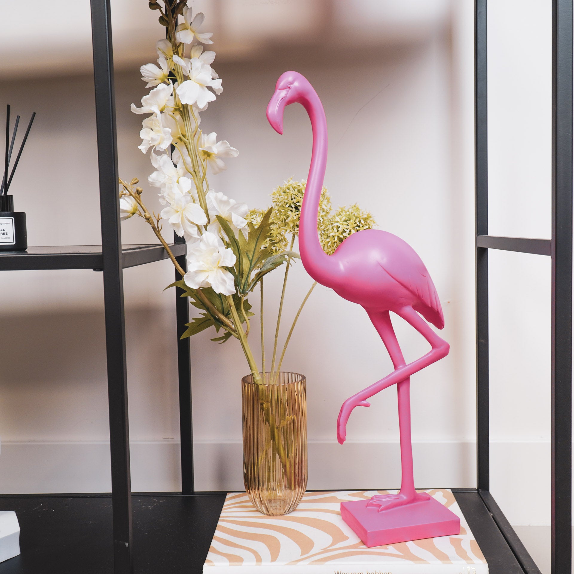 Ornament - Flamingo - Polyresin - Roze - 12x10x49,5cm