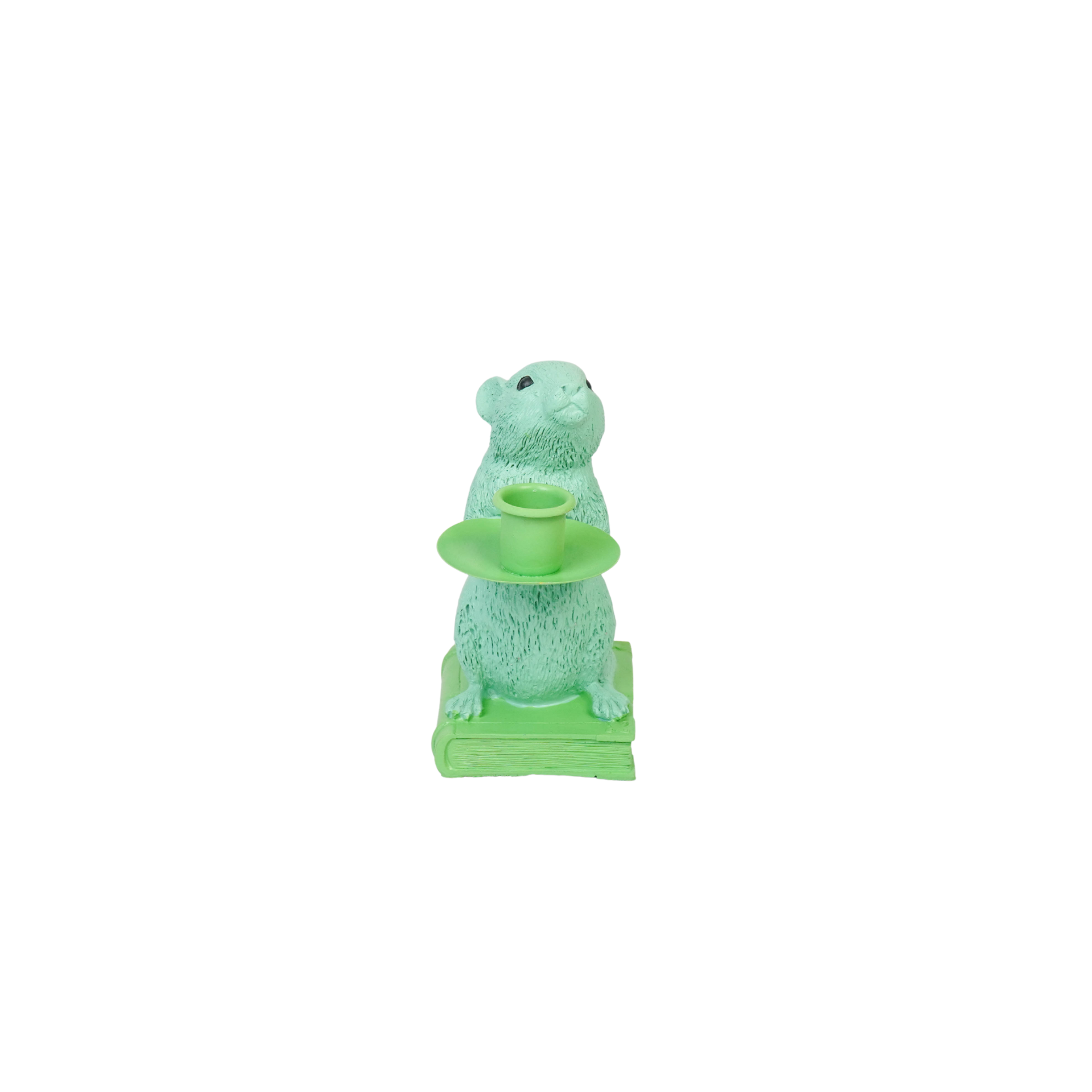 Kaarshouder - Muis Kandelaar - Polyresin - Mint/ Groen - 8x10x17cm