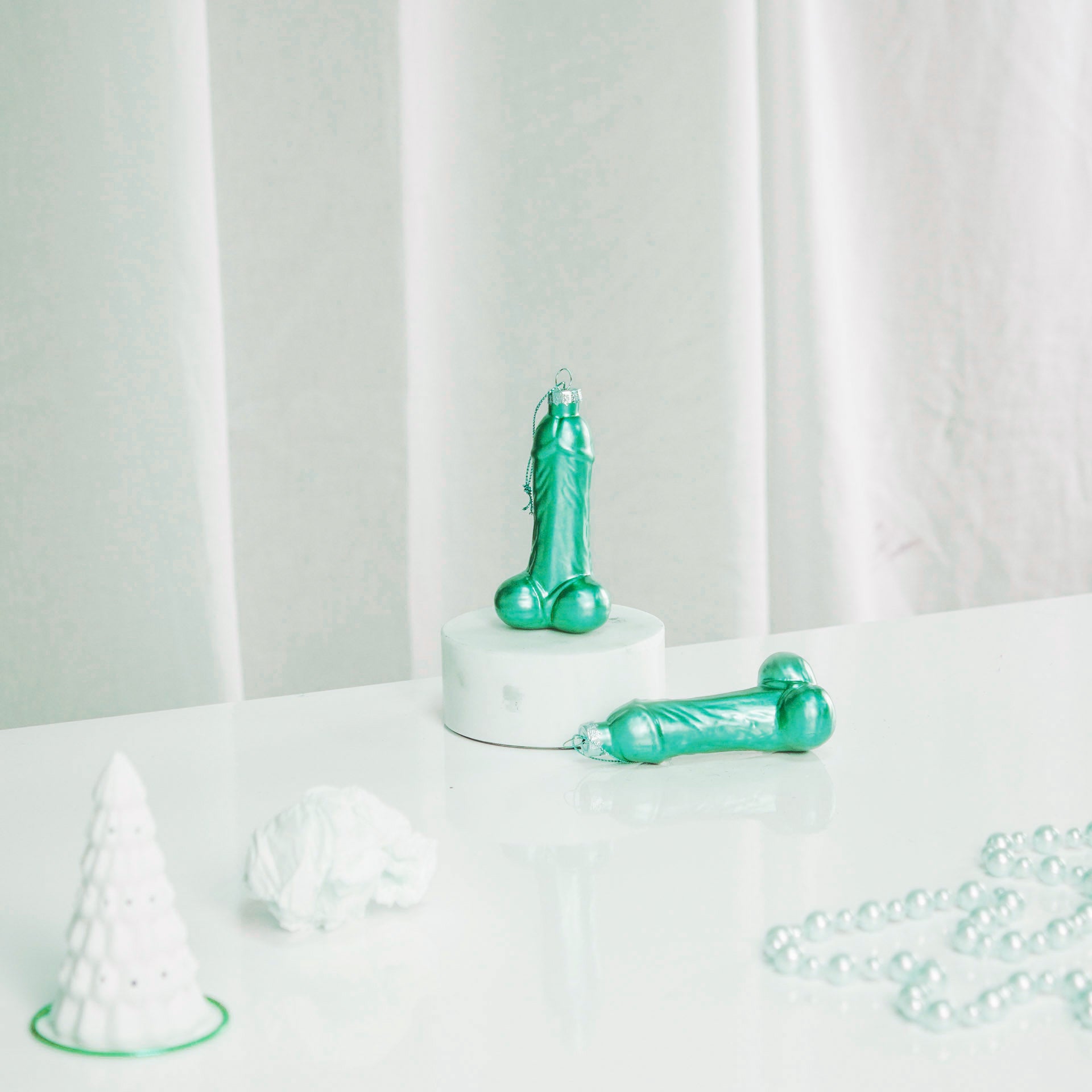 Kersthanger Piemel - Glas - Blauw - 3,5x6x10,5cm