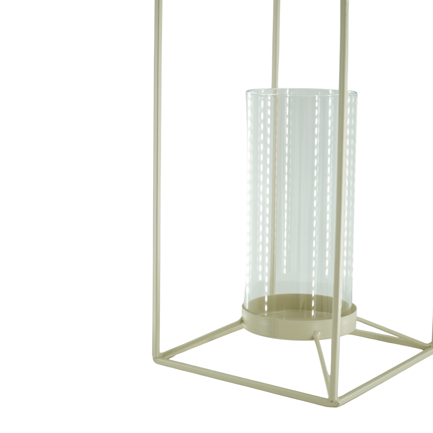 Windlicht - Metaal/Glas - Wit - 14,5x14,5x25cm