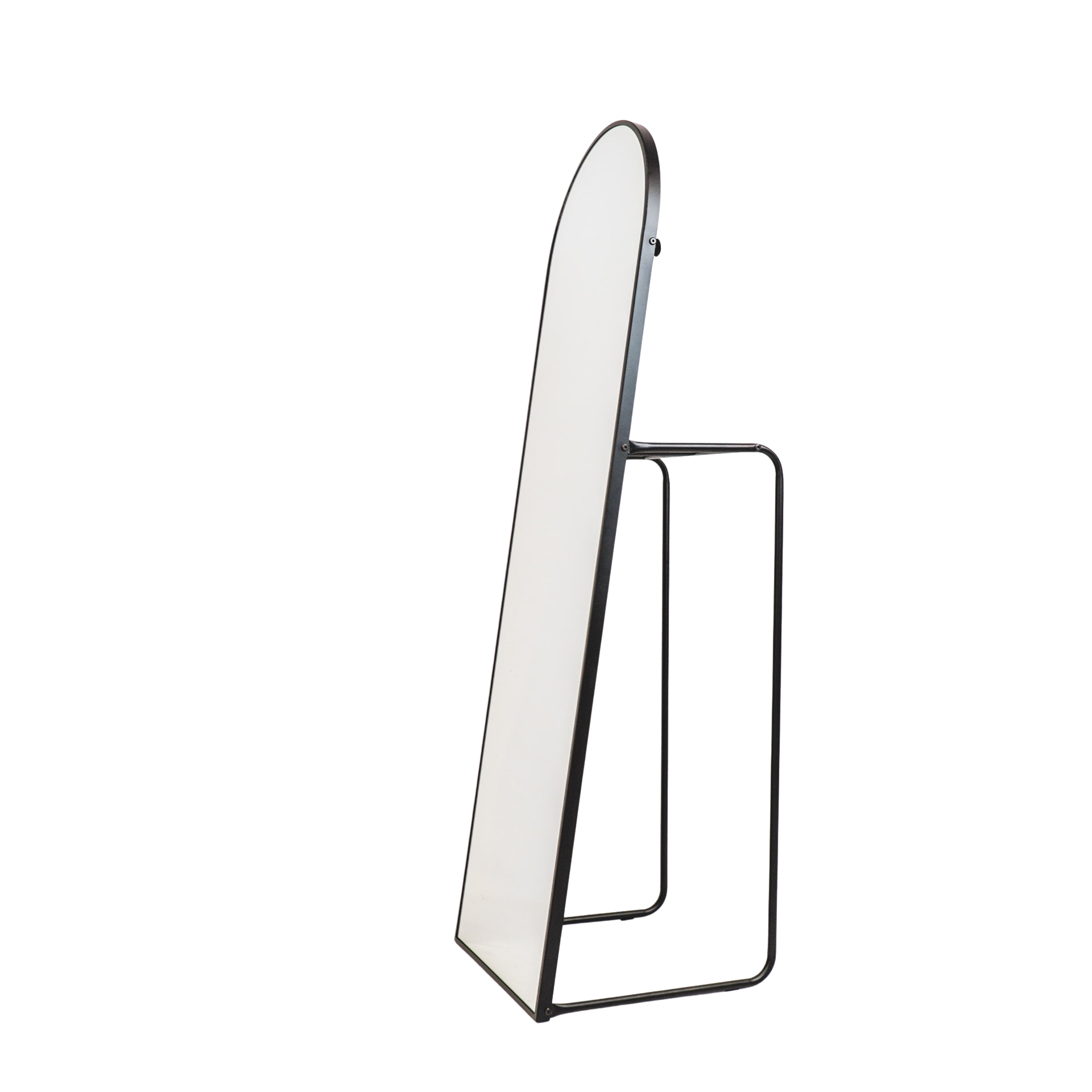 Spiegel- Passpiegel + kledingrek + Metaal- Zwart - 45x43x150cm