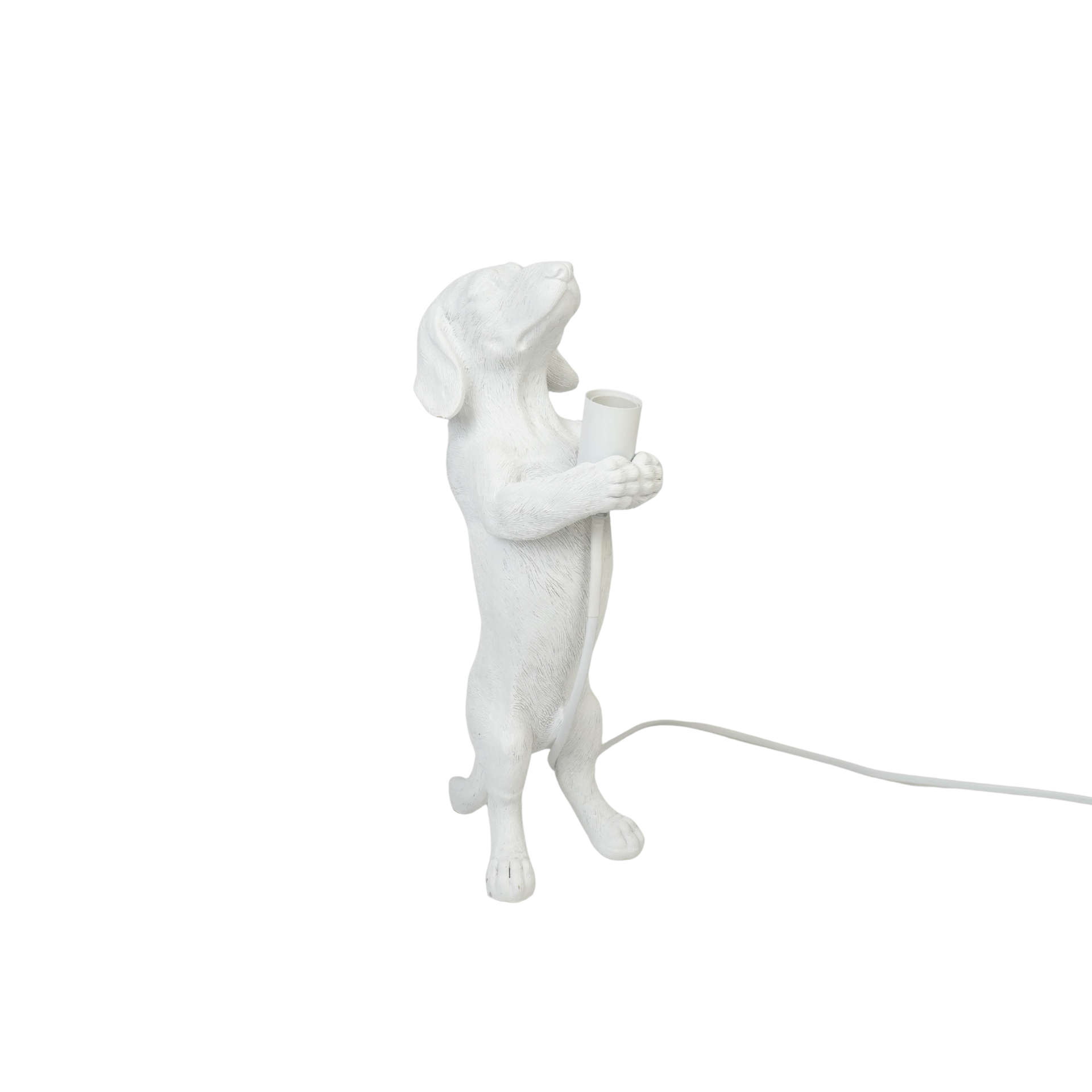 Lampen - Teckel Tafellamp - Polyresin - Wit - E14 - 10x15x38cm