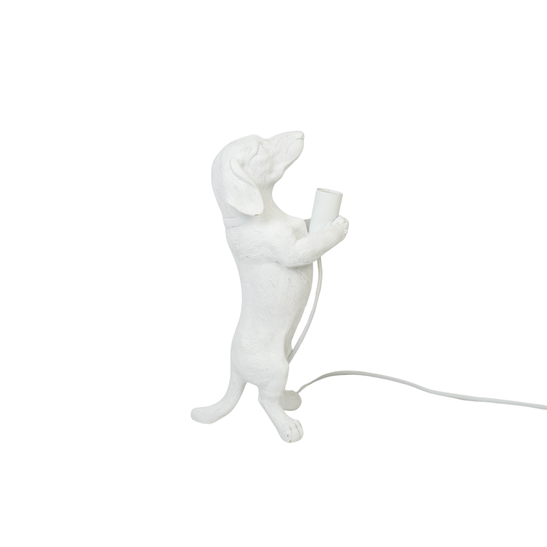 Lampen - Teckel Tafellamp - Polyresin - Wit - E14 - 10x15x38cm