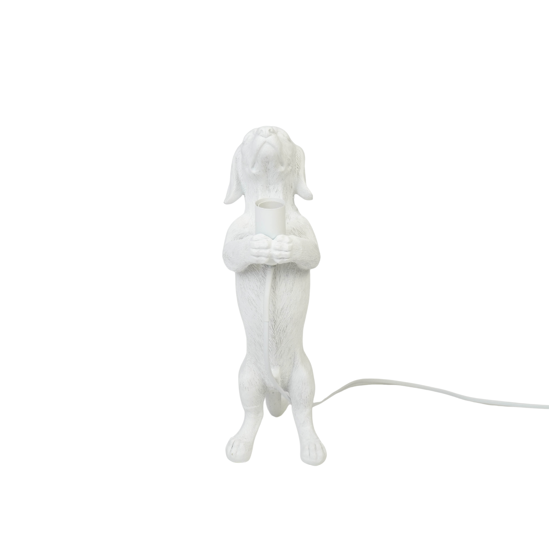 Lampen - Teckel Tafellamp - Polyresin - Wit - E14 - 10x15x38cm