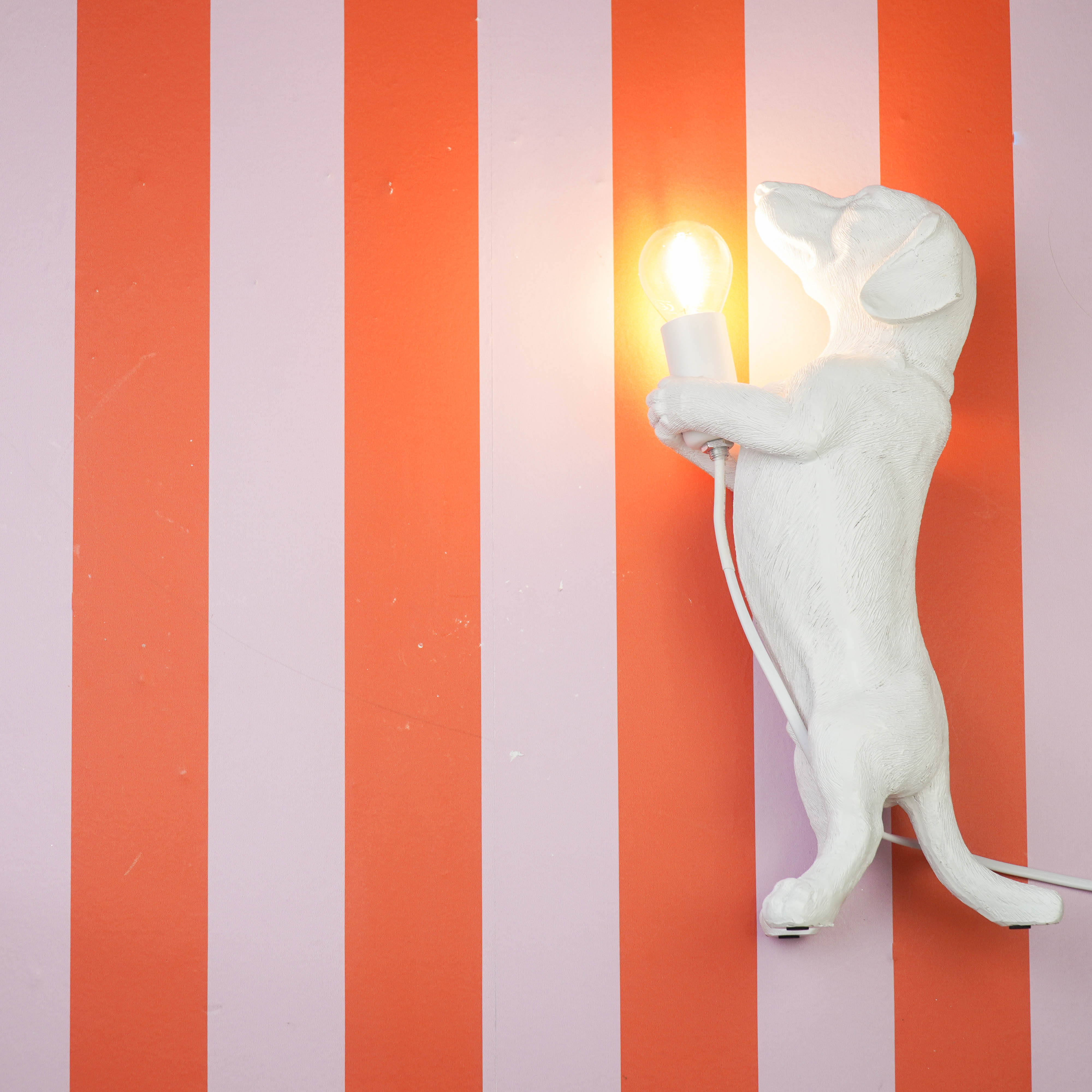 Lampen - Teckel Tafellamp - Polyresin - Wit - E14 - 10x15x38cm