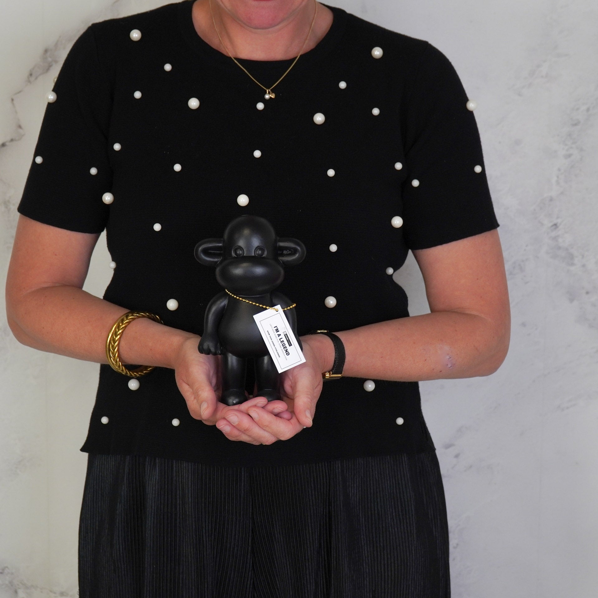 Ornament - Aap Beeld 'The Legend' - Polyresin - Zwart - 11x7x19cm