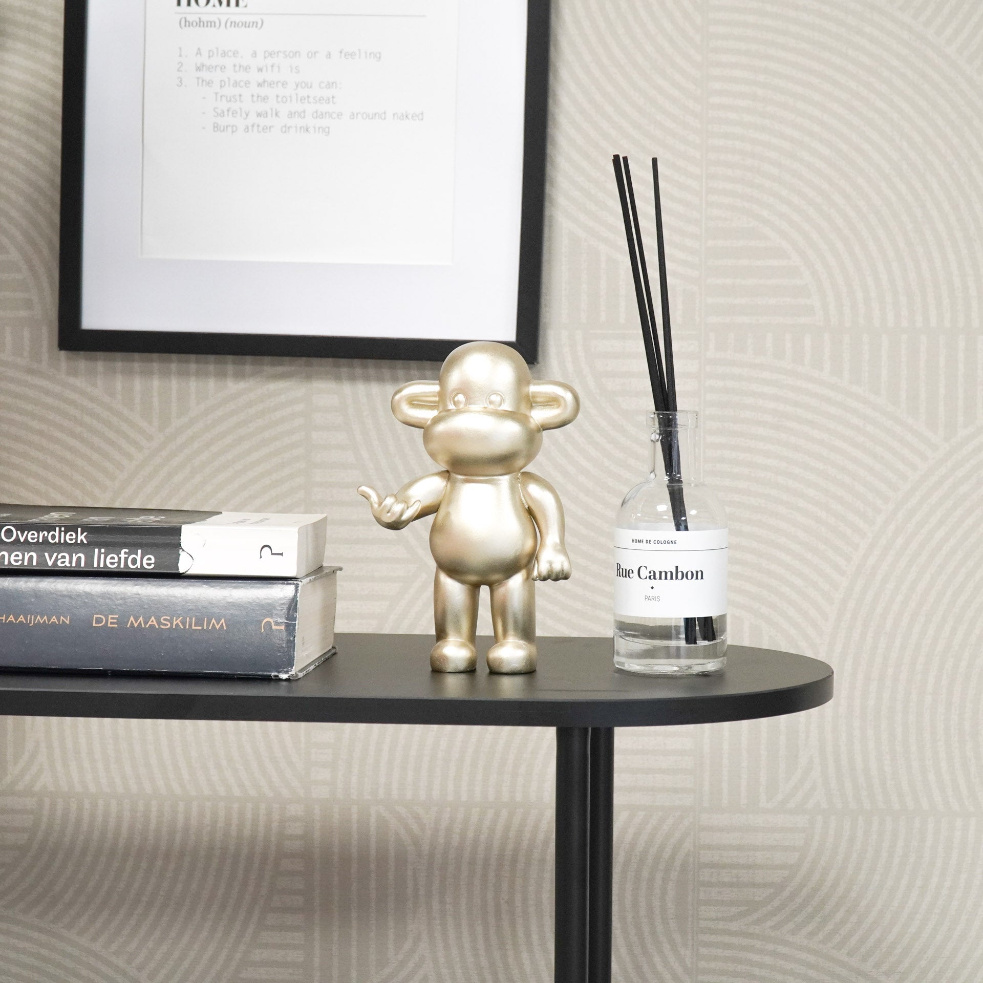 Ornament - Hang loose Aap Beeld 'The Legend' - Polyresin - Goud - 11x7x19cm