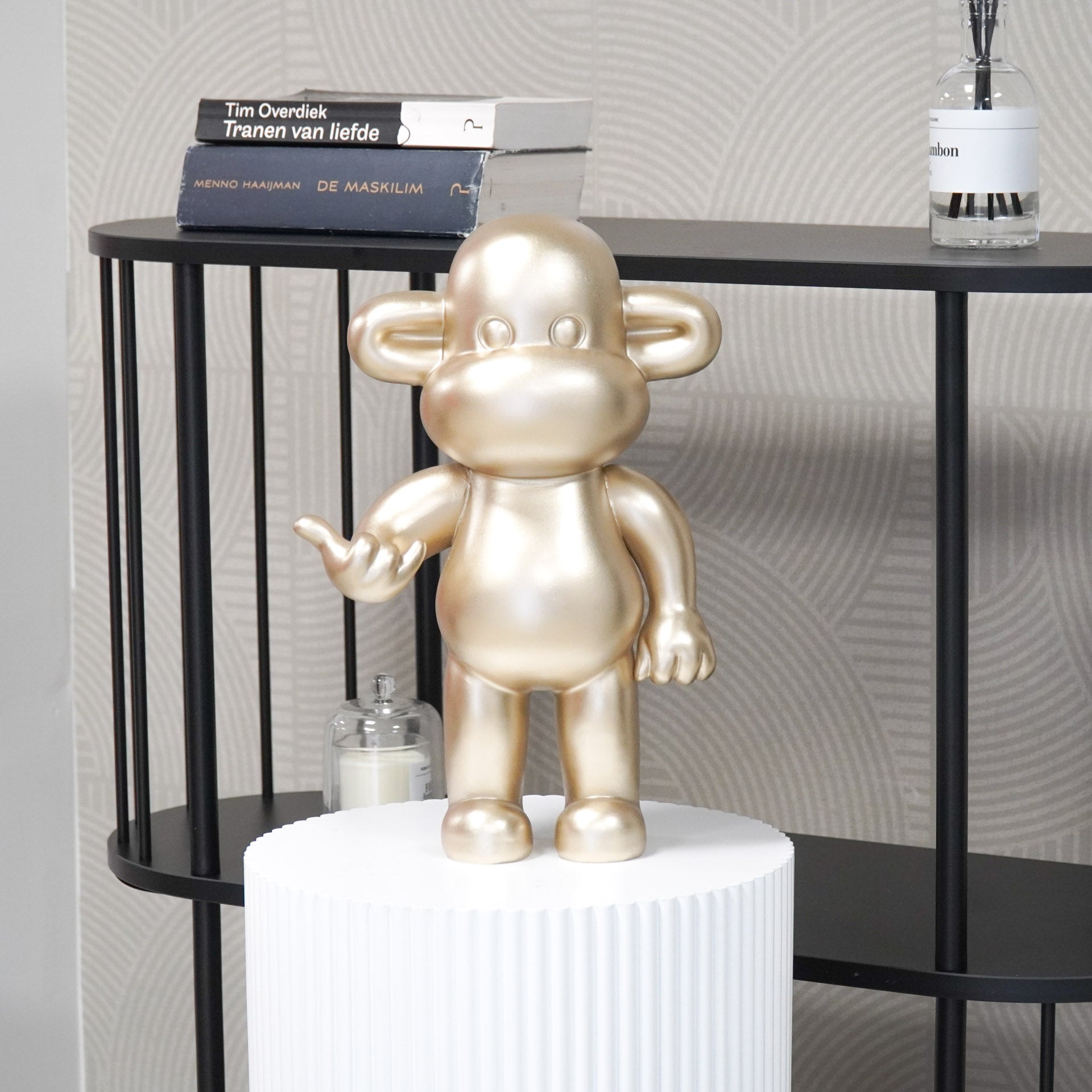 Ornament - Hang loose Aap Beeld 'The Legend' - Polyresin - Goud - 33x21x50cm