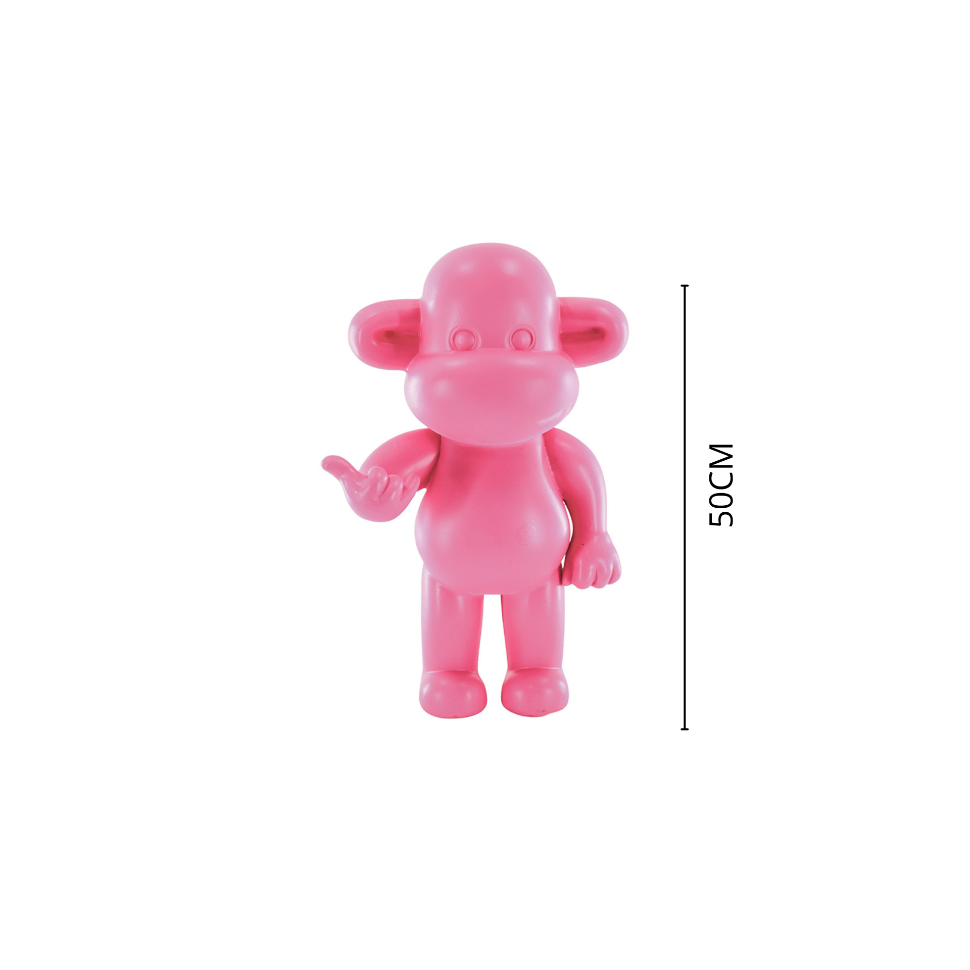 Ornament - Hang loose Aap Beeld 'The Legend' - Polyresin - Roze - 33x21x50cm