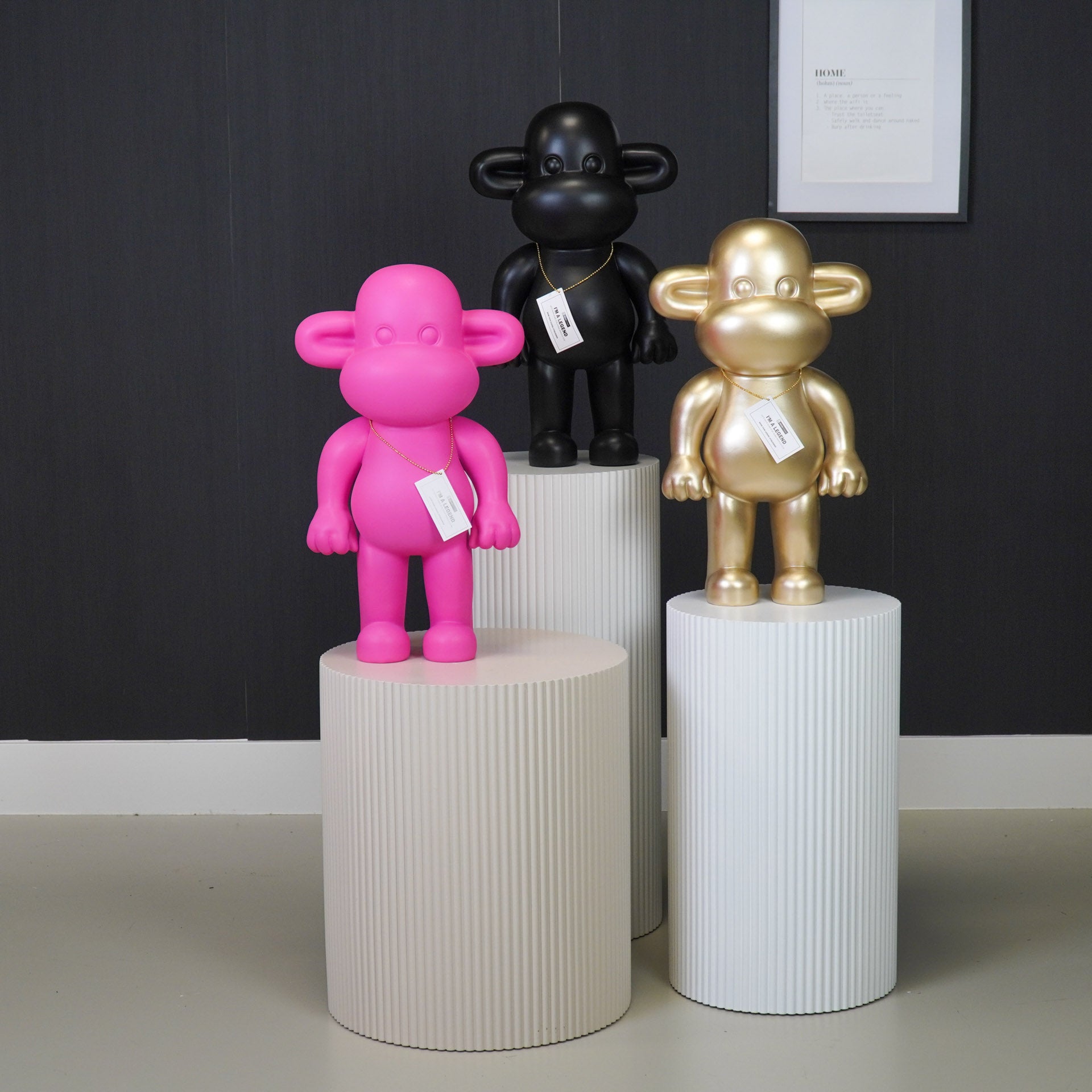 Ornament - Aap Beeld 'The Legend' -Polyresin - Zwart - 33x21x50cm