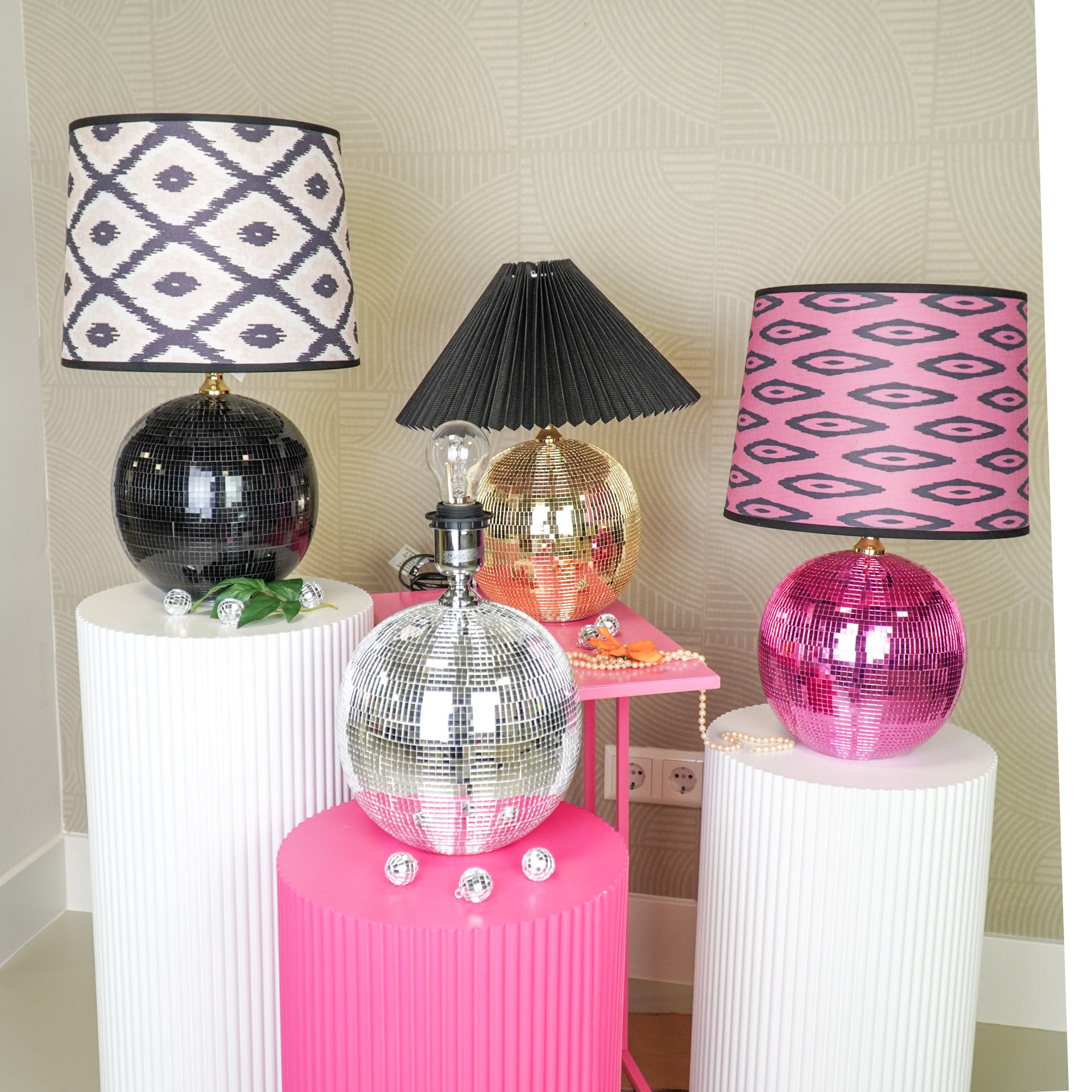 Tafel lamp - Disco Bol - Glas - Goud - 20x20cm