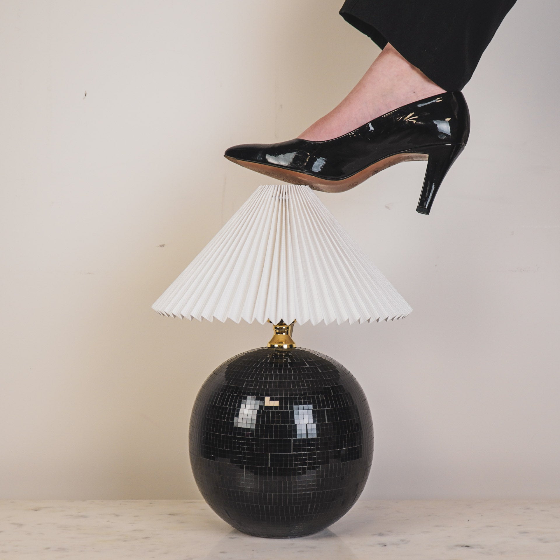 Tafel lamp - Disco Bol - Glas - Zwart - 20x20cm