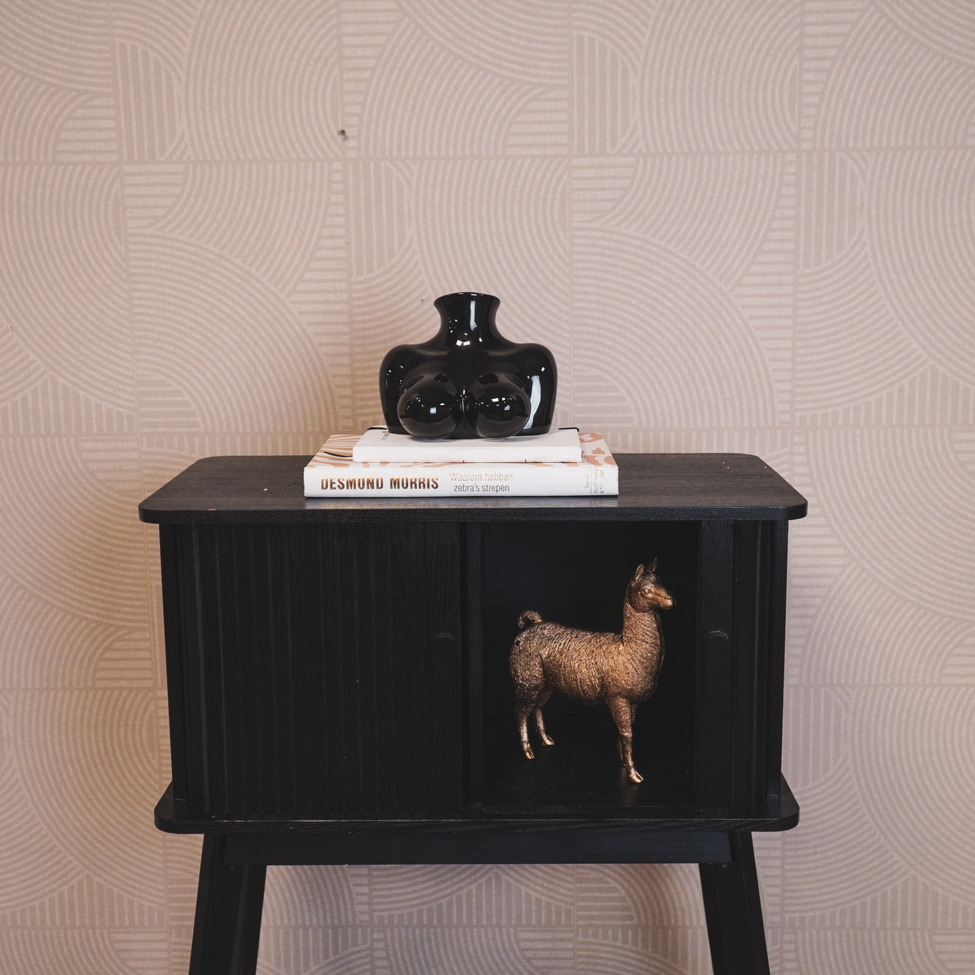 Vaas - Borsten - Keramiek - Zwart - 6,5x12,5x13cm