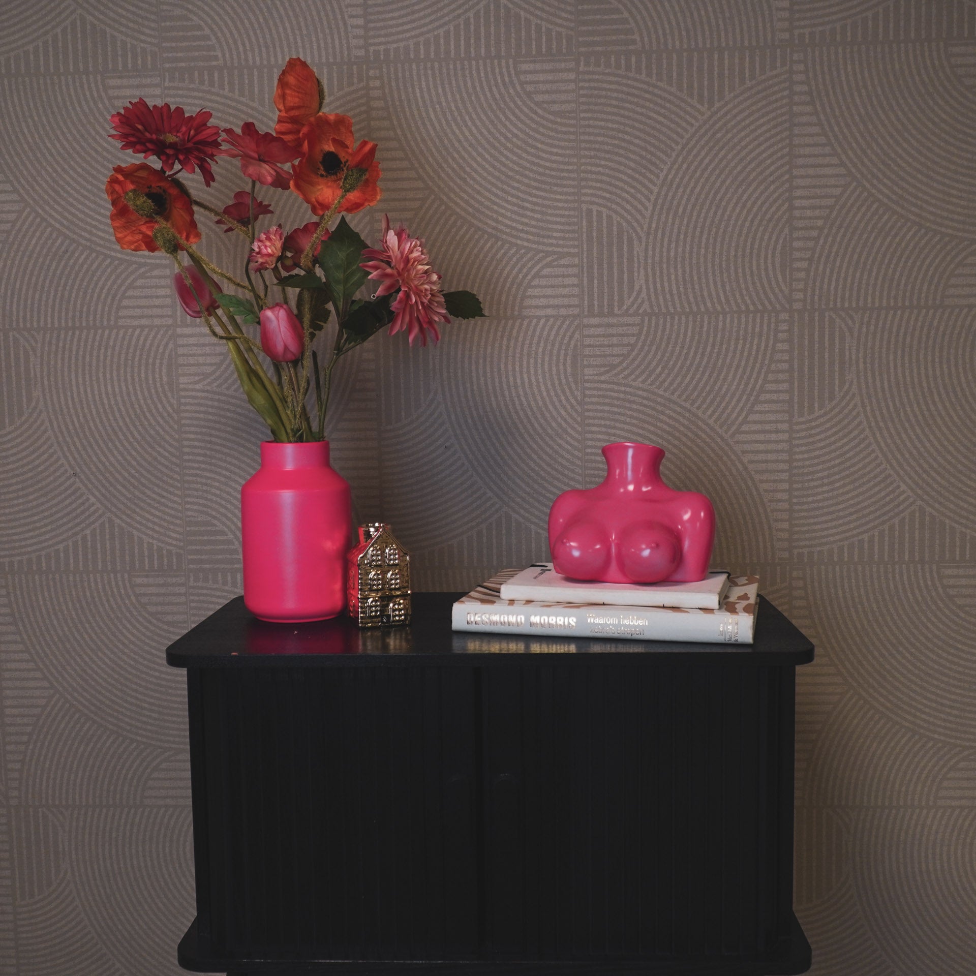 Vaas - Borsten - Keramiek - Neon Roze - 6,5x12,5x13cm