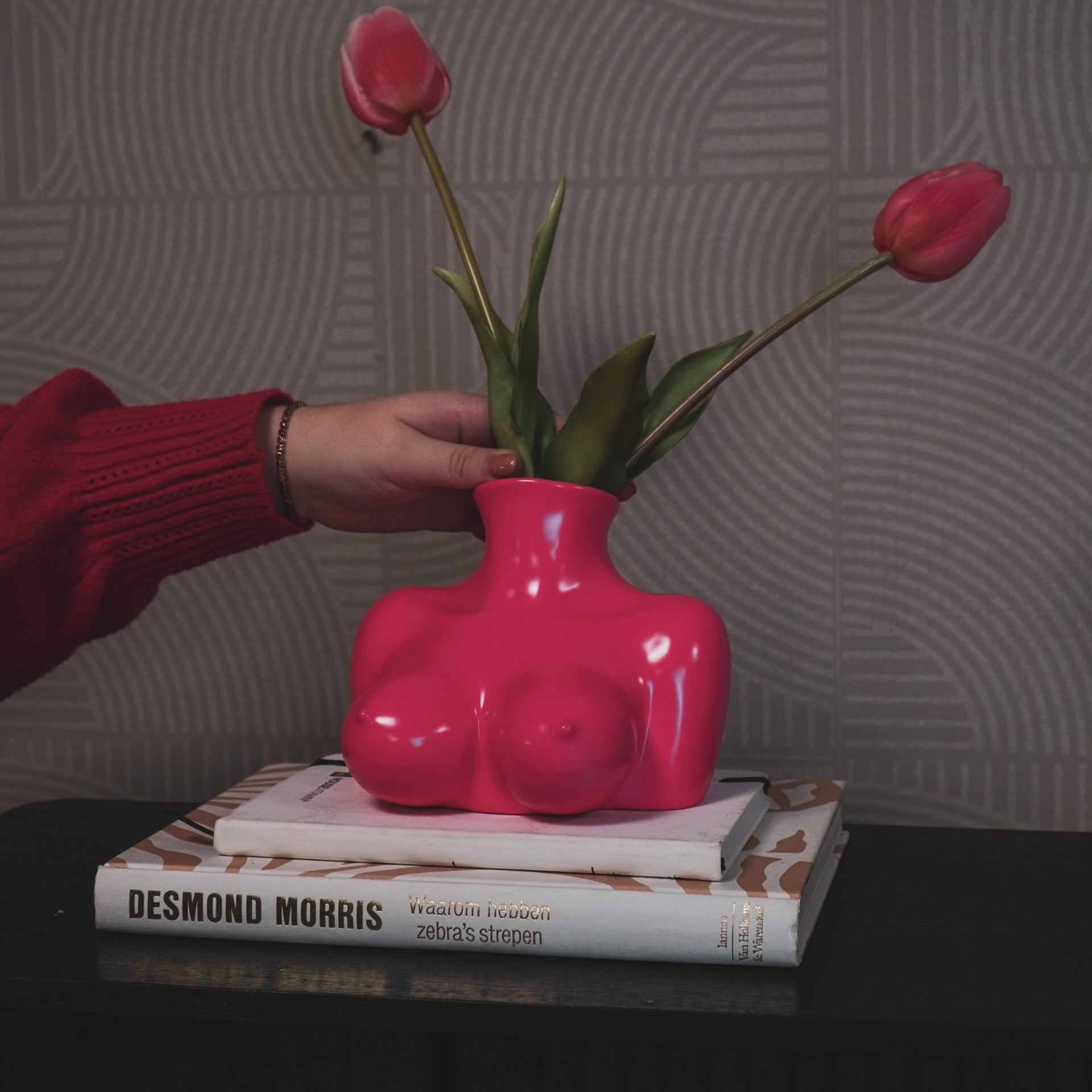 Vaas - Borsten - Keramiek - Neon Roze - 6,5x12,5x13cm