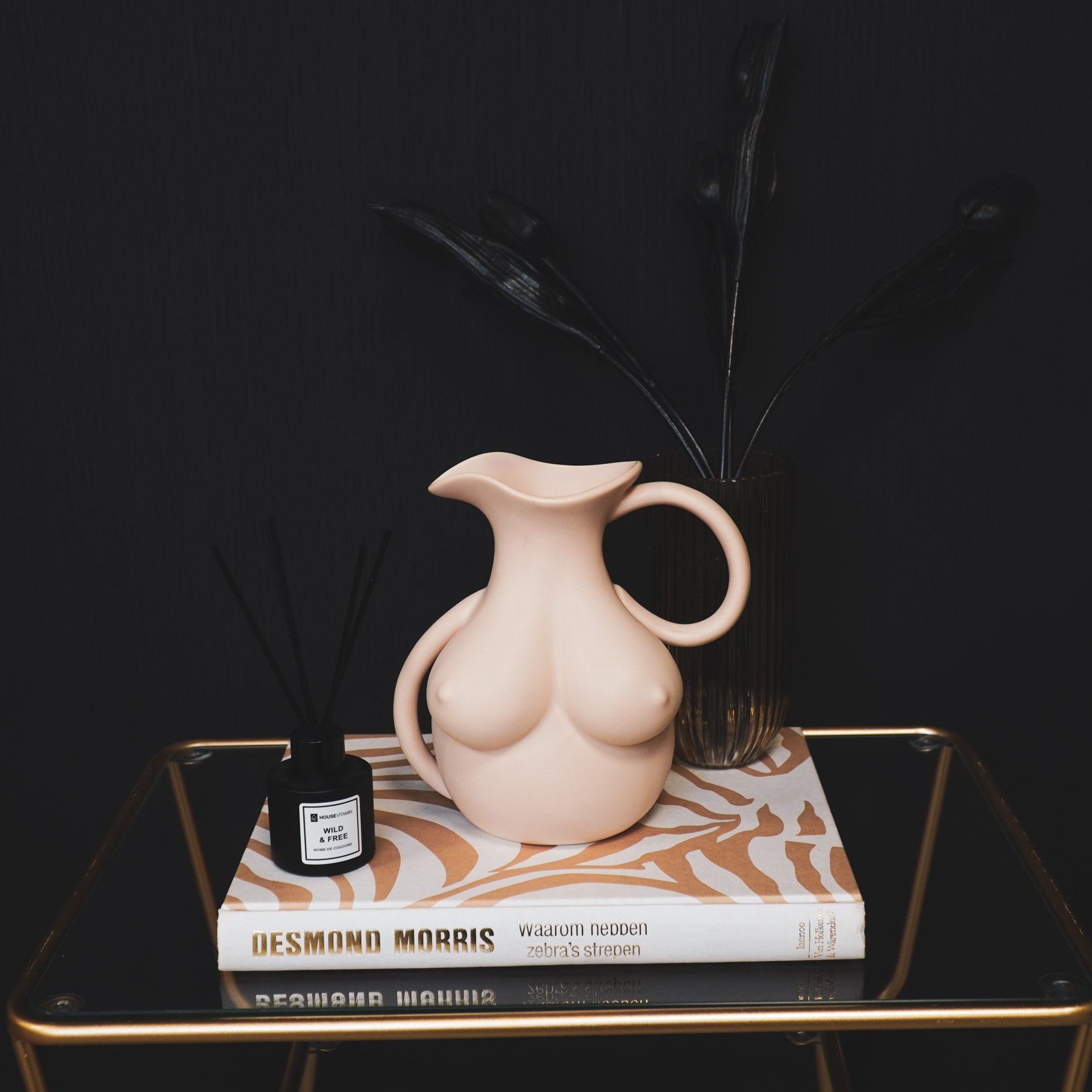 Vaas - Borsten Kan - Keramiek - Zand - 6,5x11x18cm